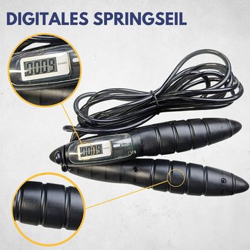 Best Sporting Springseil Digitales Springseil I Inkl. Batterie I Mit Sprungzähler-Anzeige I Länge 290 cm I Farbe: Grau I Größe ist individuell einstellbar für optimales Training, Mit integriertem Sprungzähler