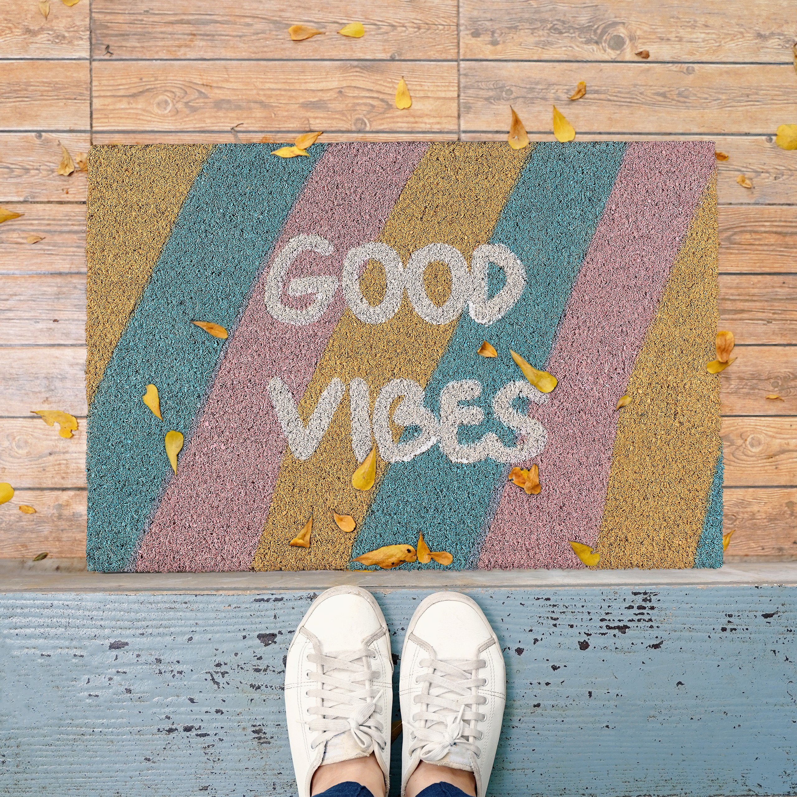 relaxdays Fußmatte Kokos "Good Vibes", Höhe: 15 mm günstig online kaufen