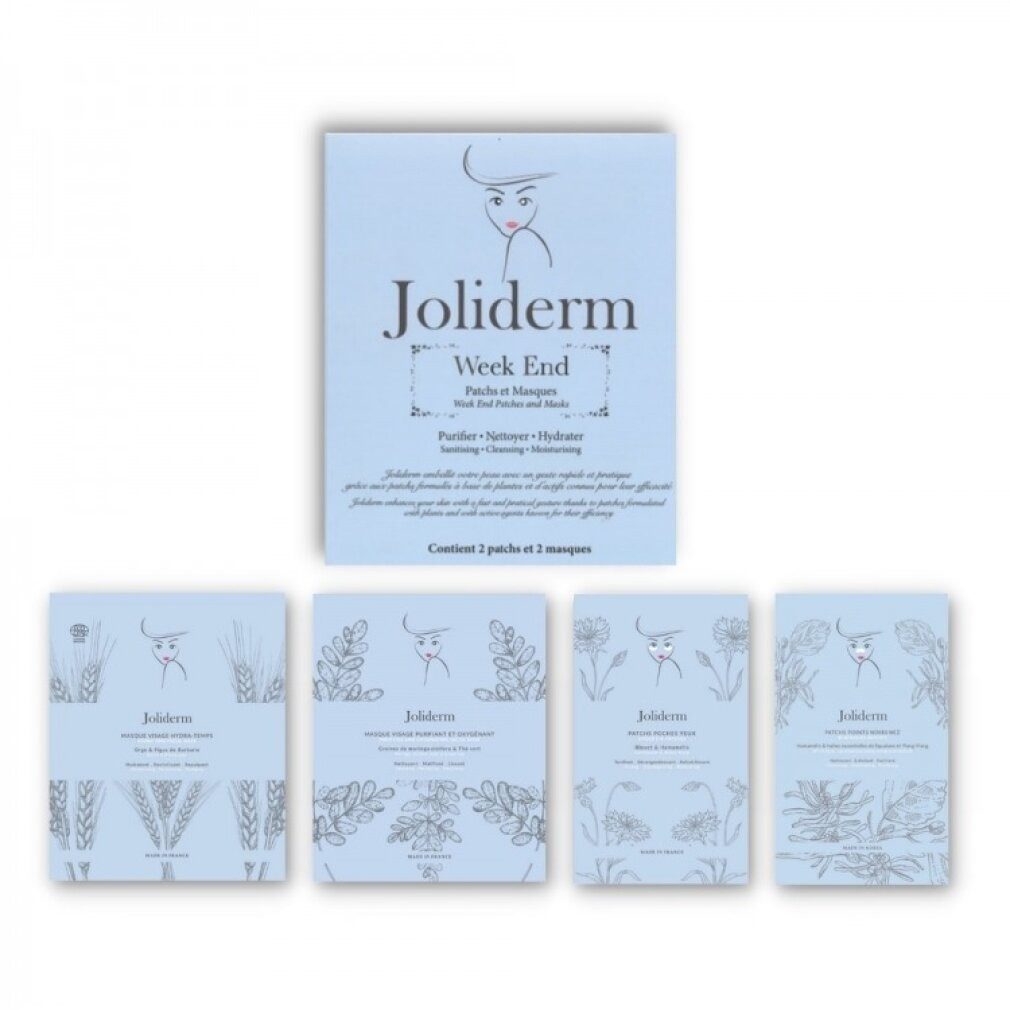 Joliderm Gesichtspflege Wochenend-Set: Feuchtigkeitsmaske + Augenmaske + Behandlungspflaster