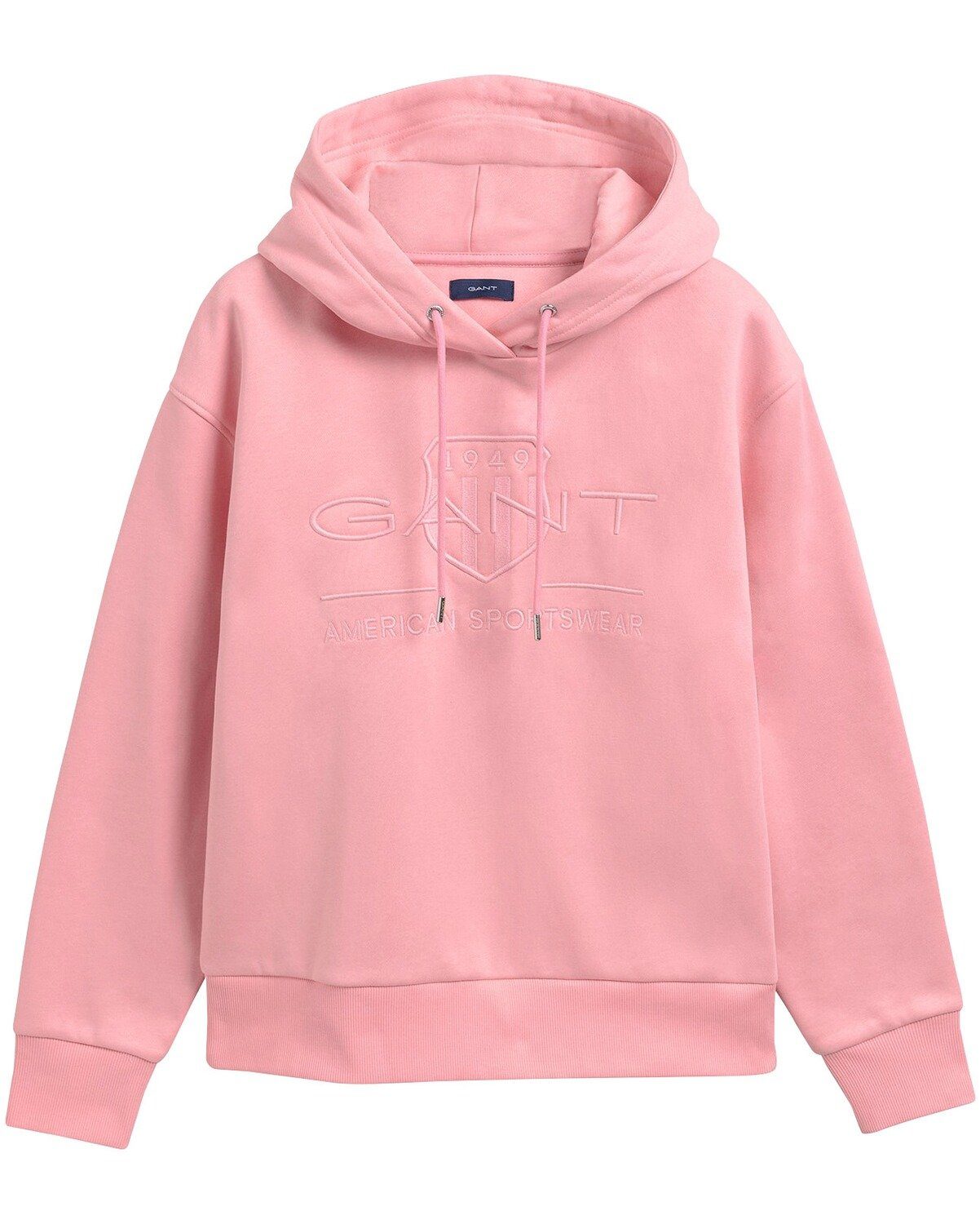 Gant Sweatshirt Hoodie Tonal Archive Shield Geranium Pink