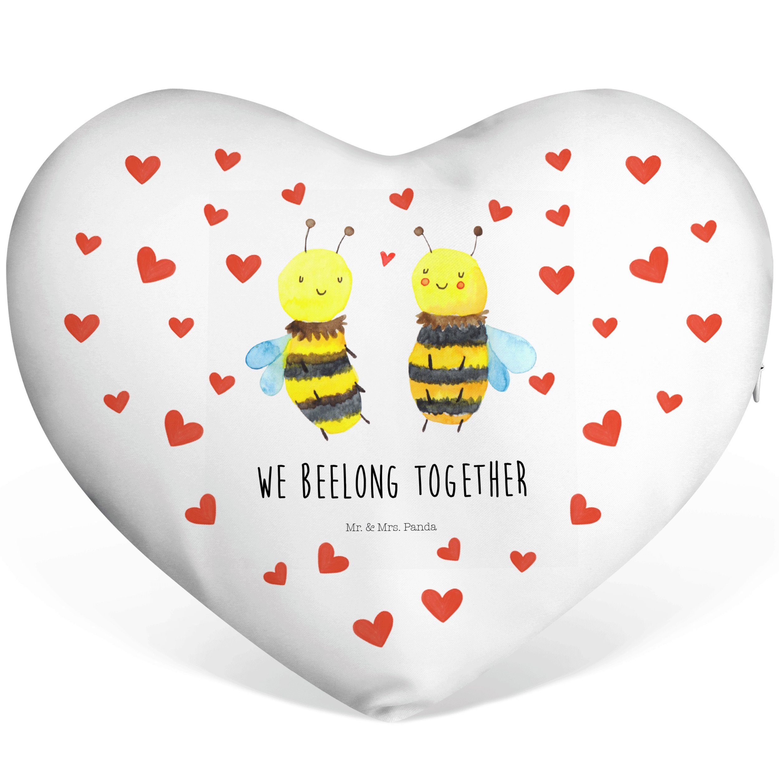 Mr. & Mrs. Panda Dekokissen Biene Verliebt - Weiß - Geschenk, Herzform, Herz, Dekokissen, Wespe