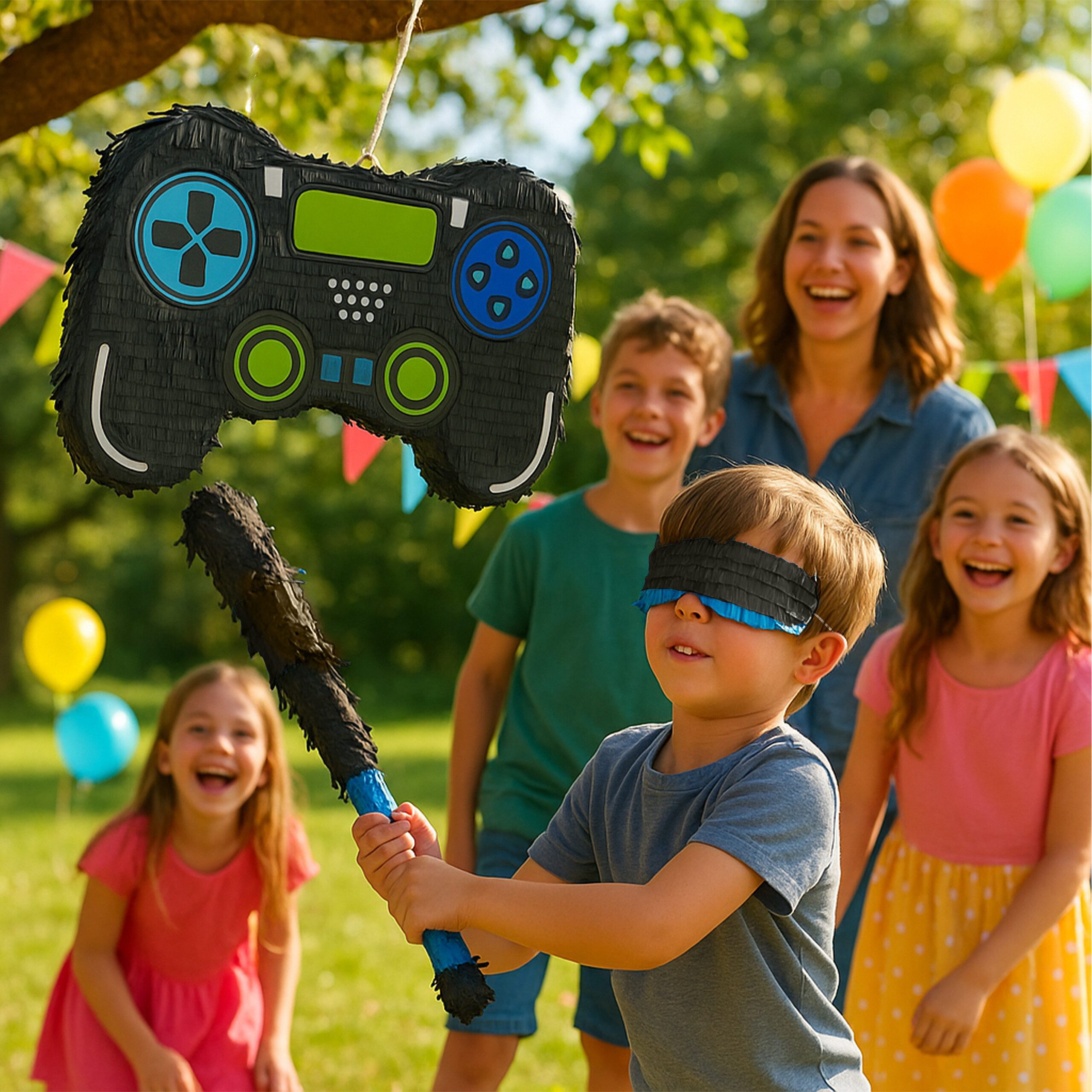 relaxdays Pinata Set Gamer Stab & Maske