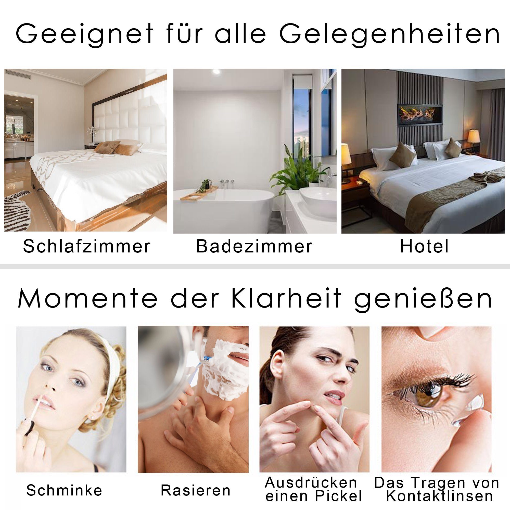 Mucola Kosmetikspiegel Makeup Spiegel Badspiegel Rasierspiegel Schminkspiegel (Stück, 1-St., Badspiegel), 10-facher Vergrößerung