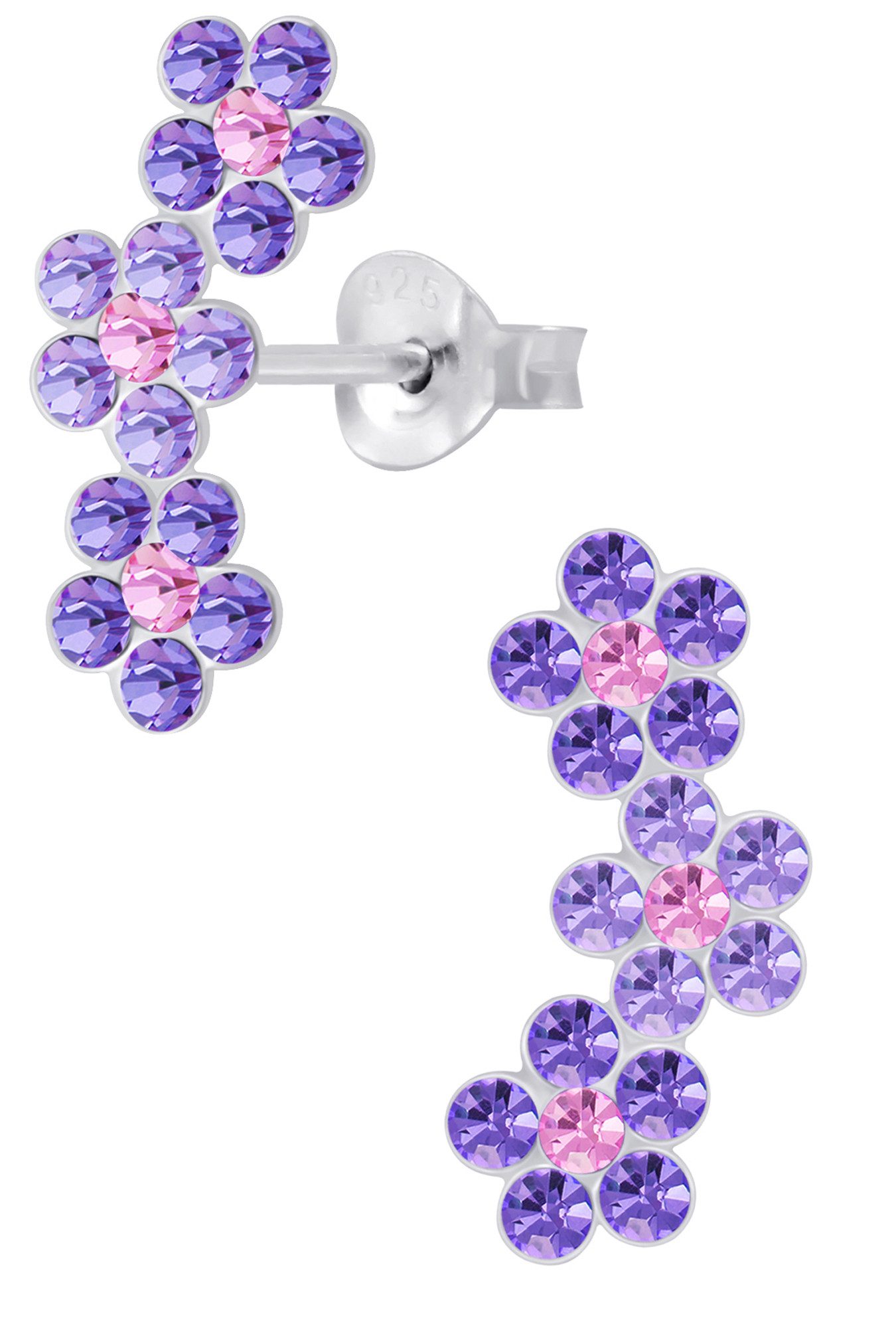Limana Paar Ohrstecker 925 Sterling Silber kleine Blumen Kinder Mädchen Damen Ohrringe, Zirkonia Kinderohrringe Mädchenohrringe