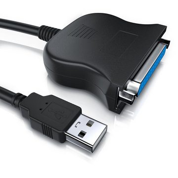 CSL USB-Adapter D-SUB DE 25 zu USB Typ A, 90 cm, USB A auf Parallel Adapter LPT 25 pol., Druckerkabel Adapterkabel
