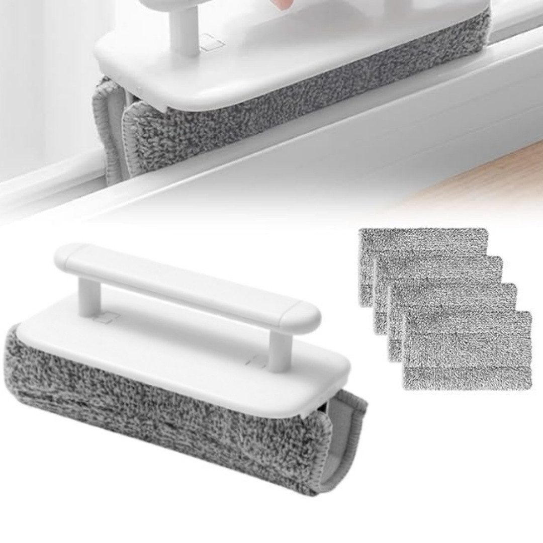 VEKROBOT Reinigungsbürste Abnehmbare Fensterfugenbürste mit Abzieher Reinigungsset Fensternuten, (4-tlg), Magische Fensterreinigungsbürste Fensterspuren Reinigungswerkzeug