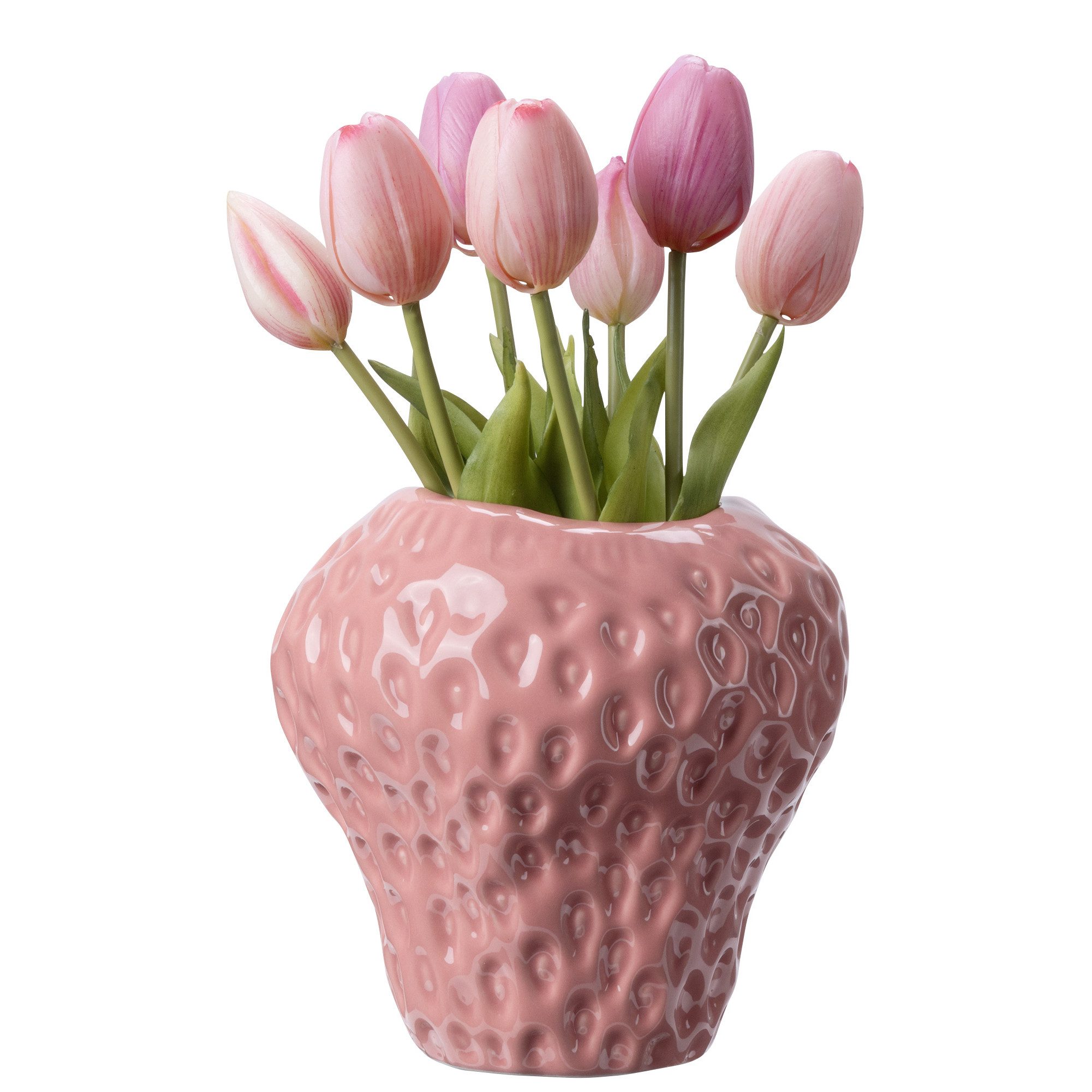 Navaris Dekovase Erdbeer Vase rosa - Deko Blumenvase für Fensterbank Sidebo günstig online kaufen