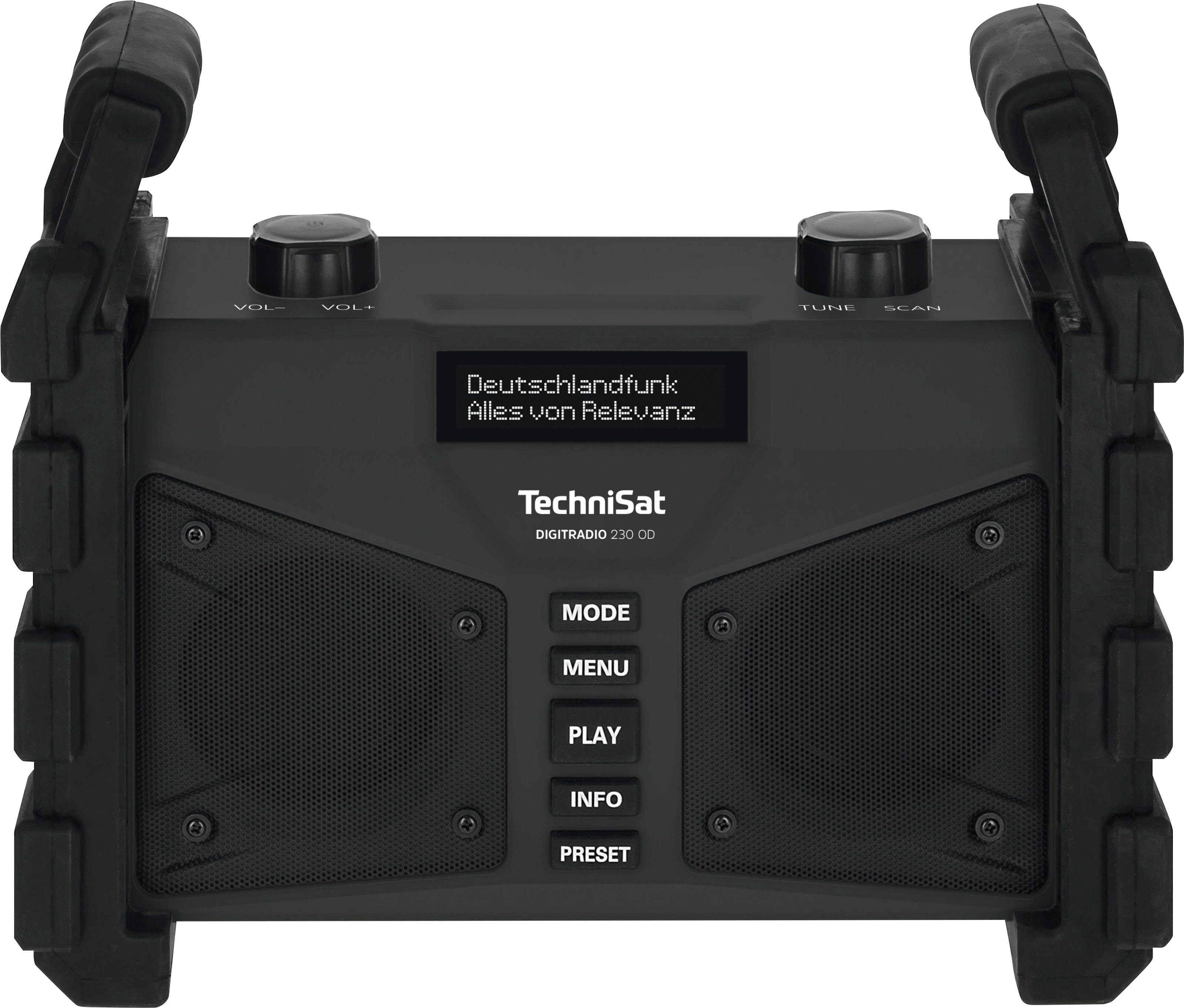 (UKW (IP65) DIGITRADIO schwarz mit 230 RDS, W, wassergeschützt Baustellenradio und 12 OD TechniSat staub-
