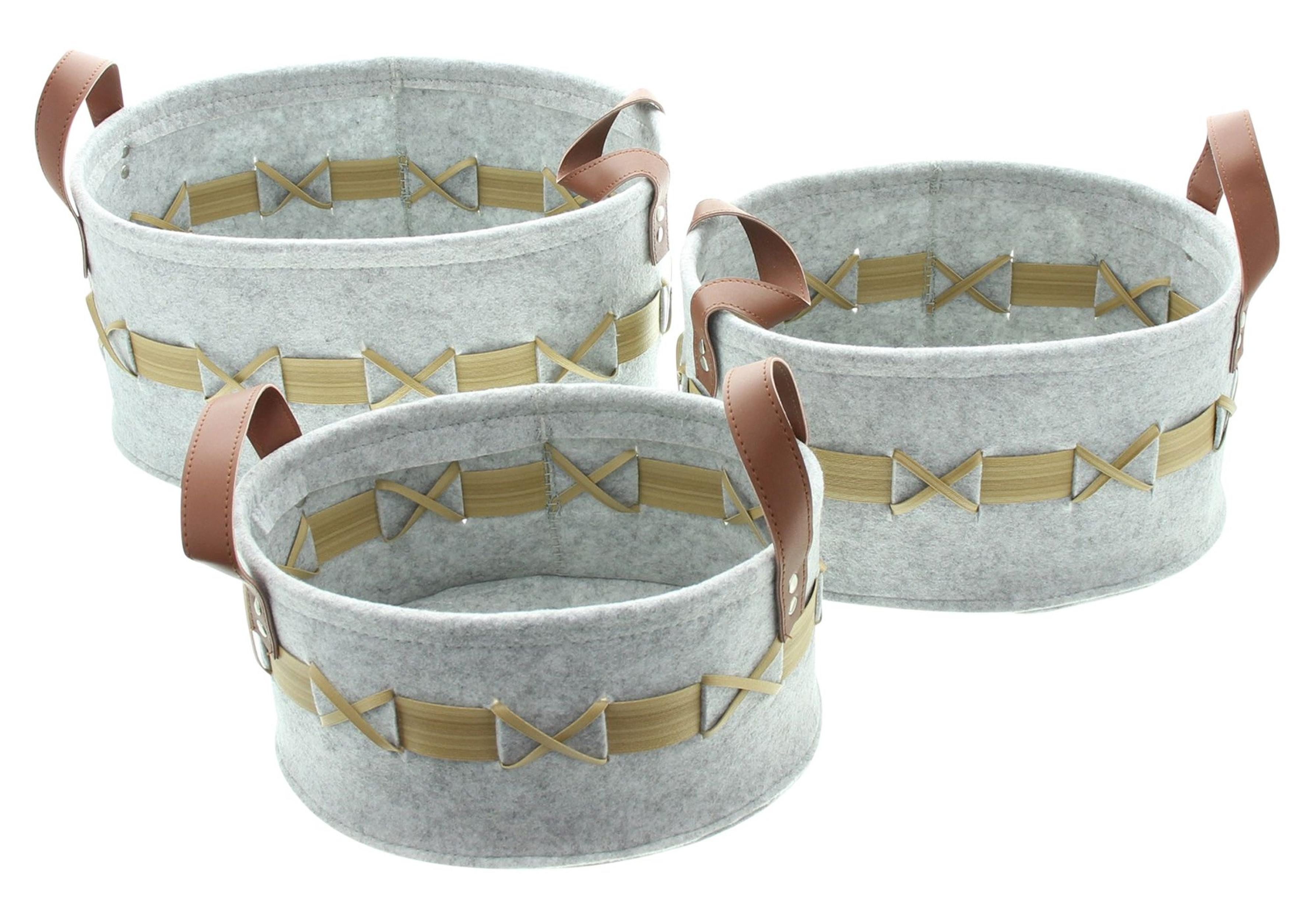 Allzweckkorb 3x Aufbewahrungskorb Grey Filz grau oval – Filzkorb