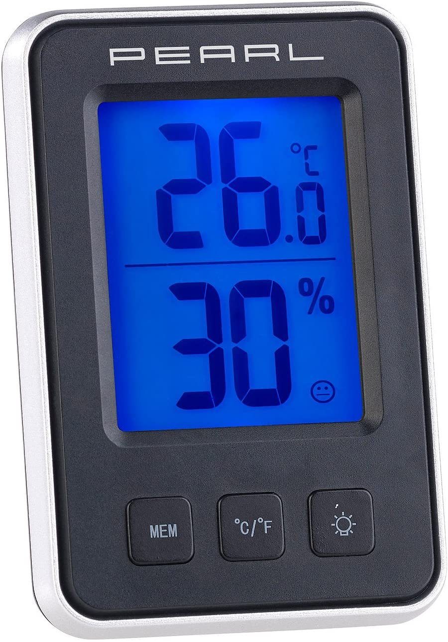 PEARL innen Außenthermometer: Digitales Innen- und Außen-Thermometer mit  LCD-Display und Uhrzeit (Außenthermometer Digital)