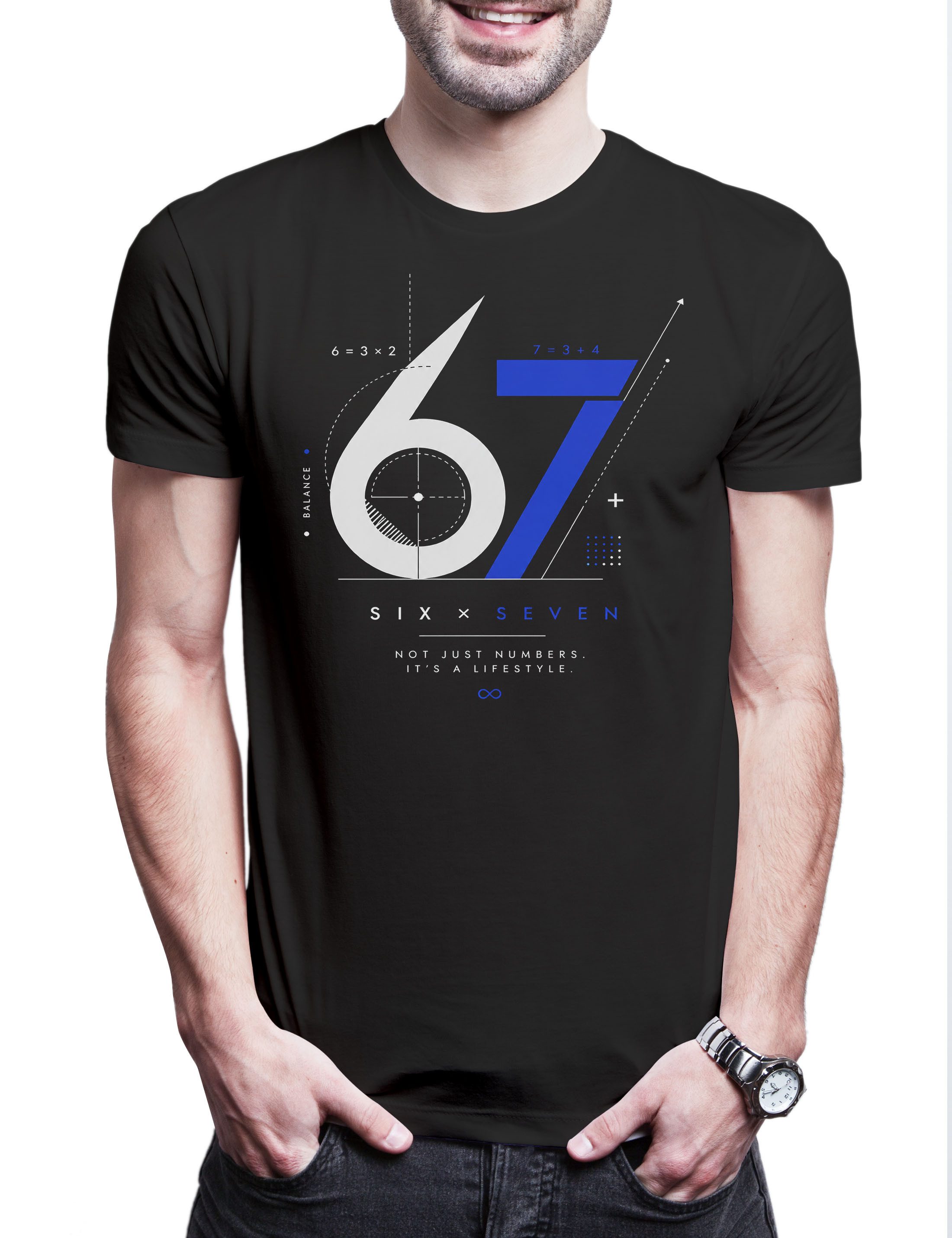 Urban Backwoods Print-Shirt Six Seven 4 Herren T-Shirt 6 7 Sechs Sieben 67 Viral Meme Gen Alpha (1-tlg) Brainrot Trend Skrilla Trend