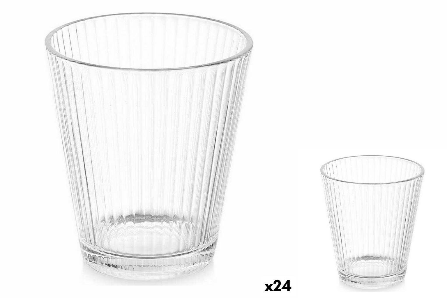 Vivalto Glas Becher Streifen Durchsichtig Glas 375 ml 24 Stück, Glas