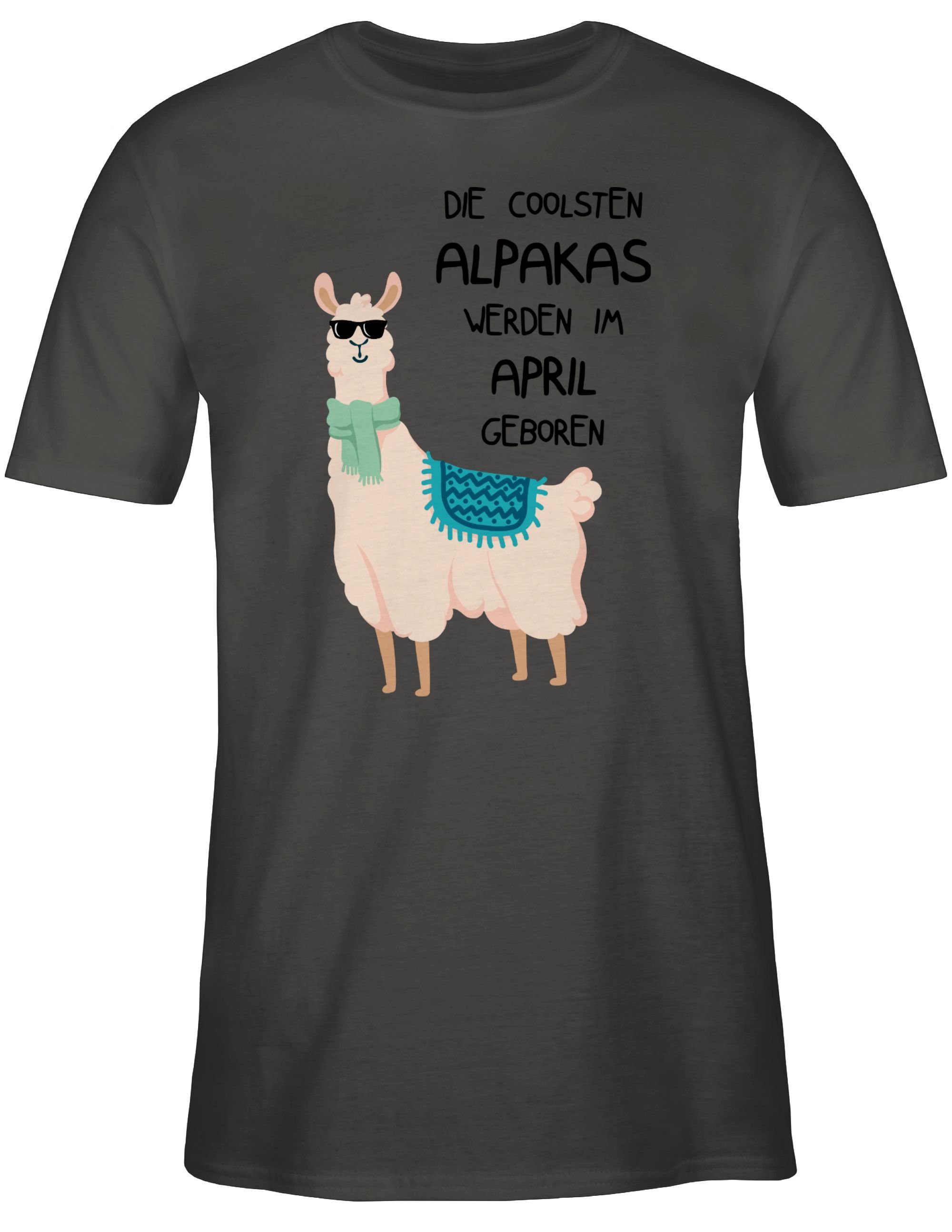 Herren Shirts Shirtracer T-Shirt Die coolsten Alpakas werden im April geboren Sonnenbrille - Geburtstag Geschenk - Herren Premiu