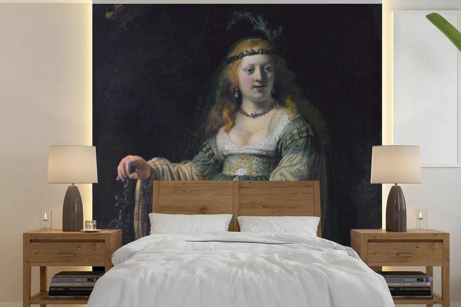 MuchoWow Fototapete Saskia von Uylenburgh - Gemälde von Rembrandt van Rijn, Matt, bedruckt, (5 St), Vinyl Tapete für Wohnzimmer oder Schlafzimmer, Wandtapete