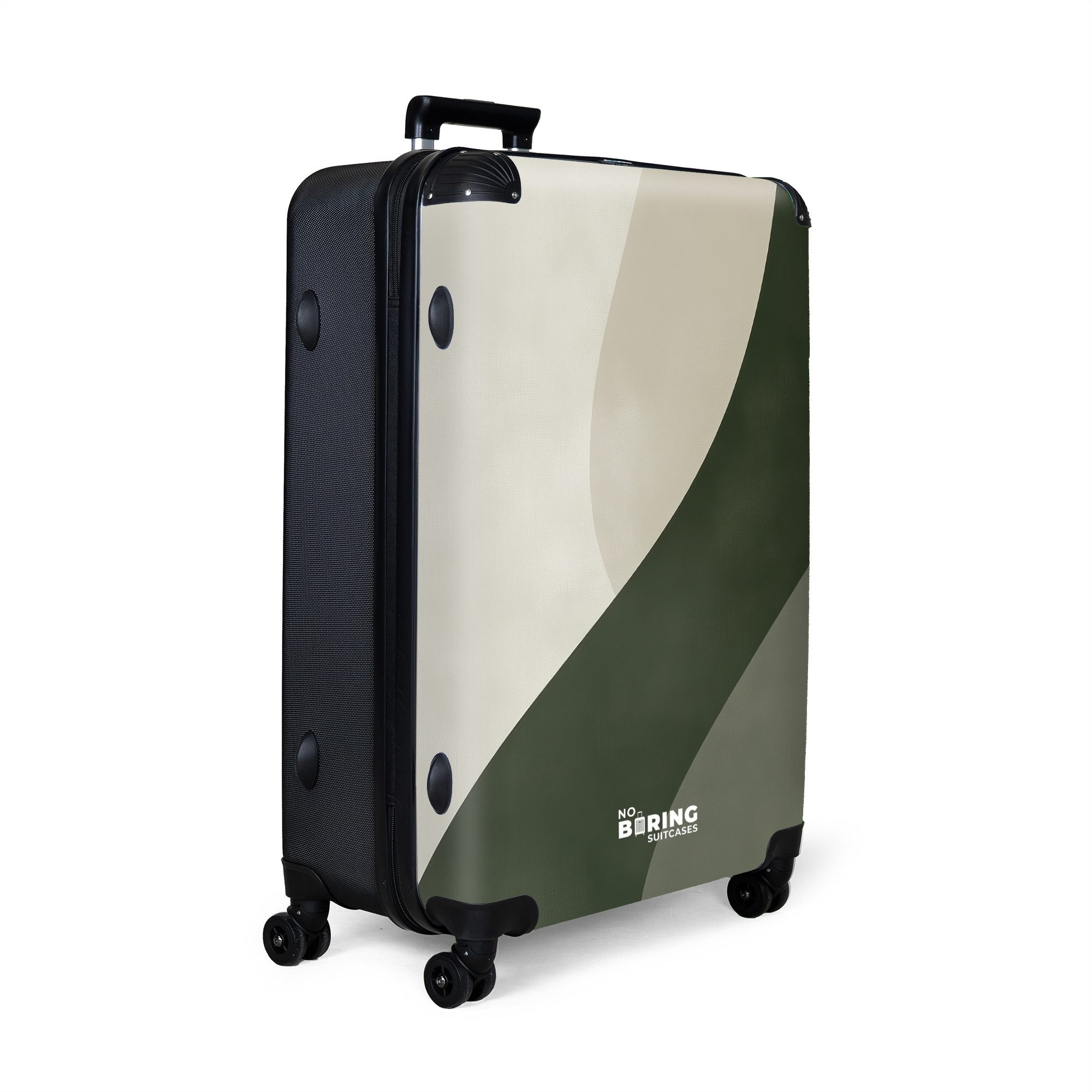 NoBoringSuitcases.com© Hartschalen-Trolley Abstrakte Welle in Olivgrün günstig online kaufen