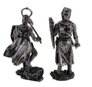 Kremers Schatzkiste Dekofigur 2er Set Tempelritter in Rüstung 17cm Handbemalt Figur Skulptur