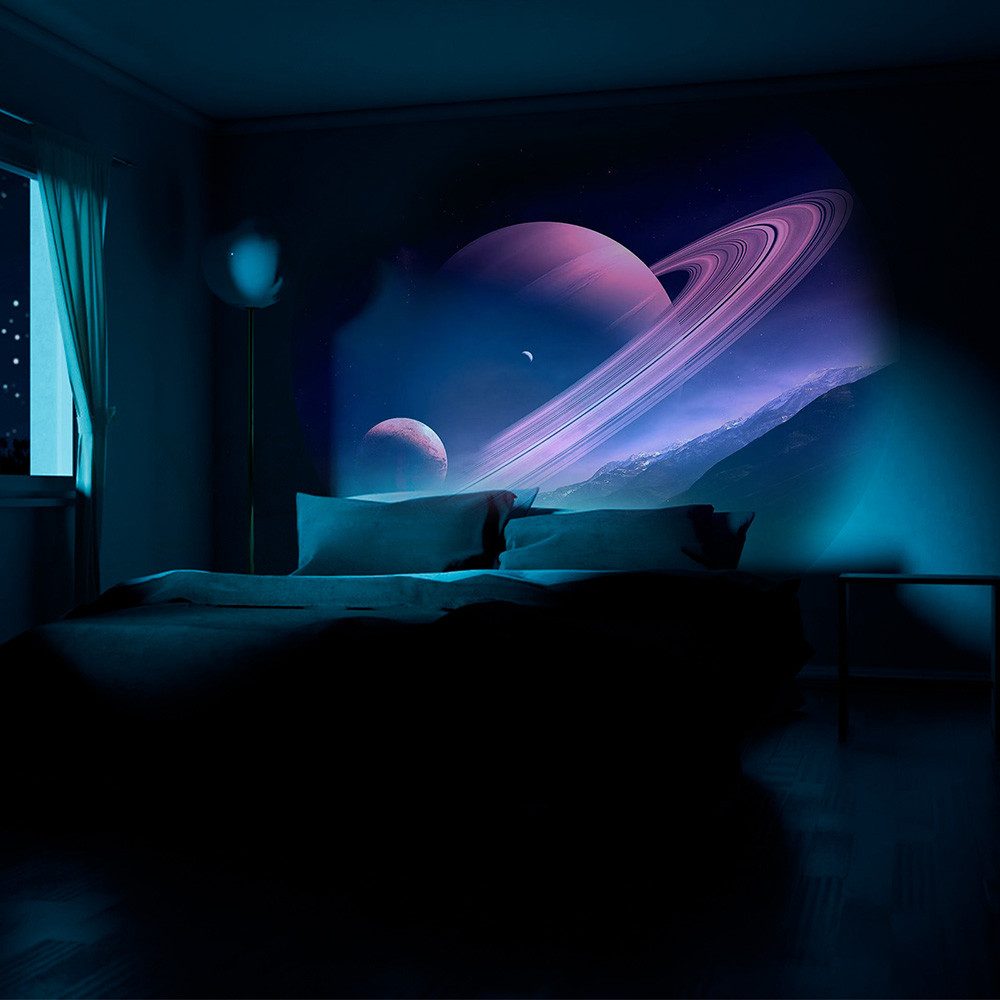Lapamax Projektionslampe Galaxie-Projektor ohne Laser, 6 Motive, 360° drehbar, Akku, 2 W, grau, Sternenhimmelprojektor mit 900-mAh-Batterie, USB-C und 3-h-Ladez – Bild 5 von 5