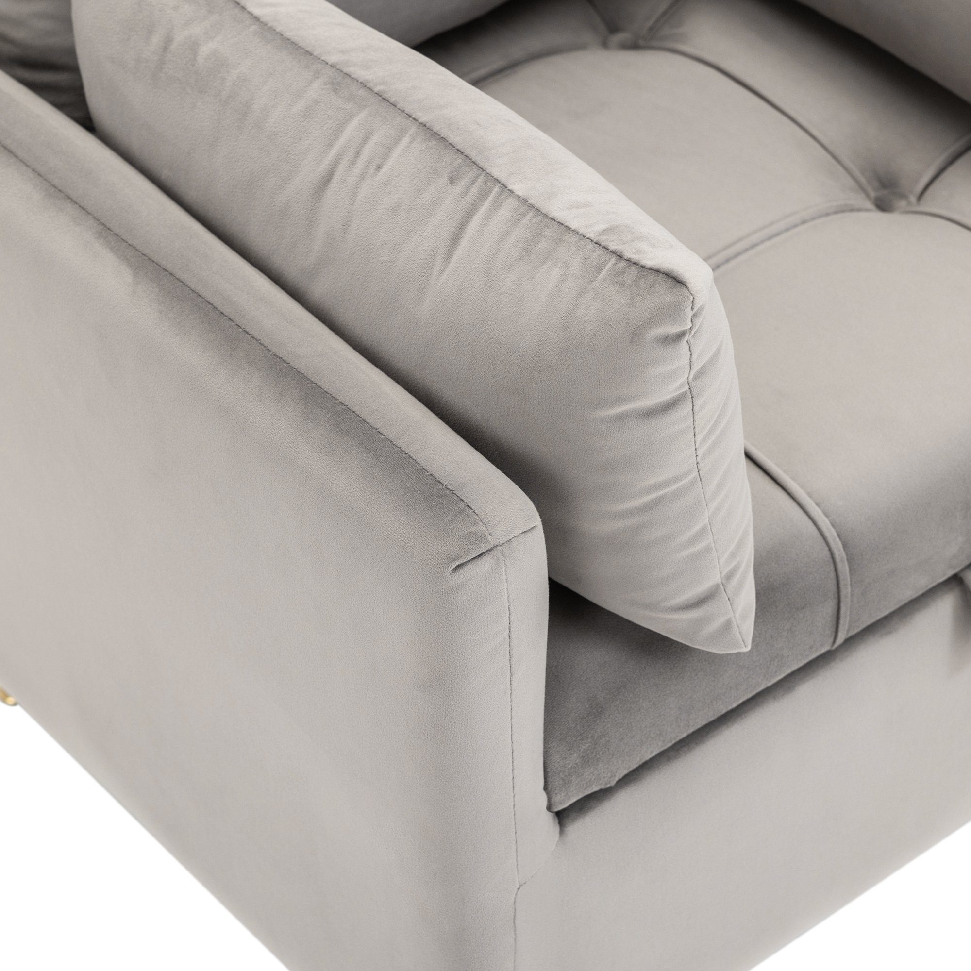 Moderner lässiger grau mit Sessel OKWISH Einzelsessel, Polstersessel, (Sessel Metallbeinen), Loungesessel, Samtstuhl, Sessel Kissen, mit roségoldenen Fernsehsessel