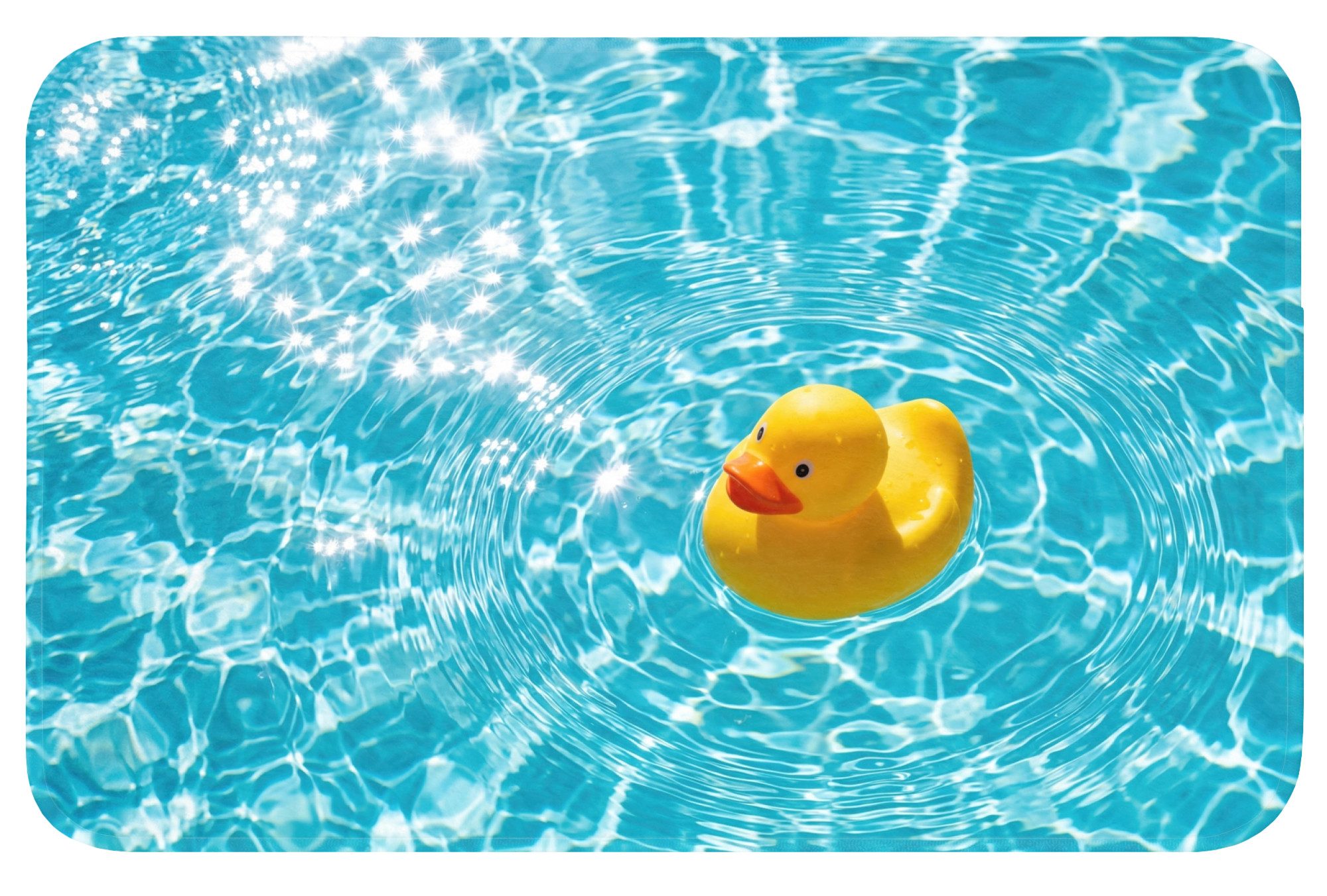 OnlyWow Badematte Gummi-Ente - schwimmend - Blau, Höhe 10 mm, Polyester, Rechteckig, Badezimmerteppich, Badteppich, Rutschfest, Duschvorleger, Duschmatte