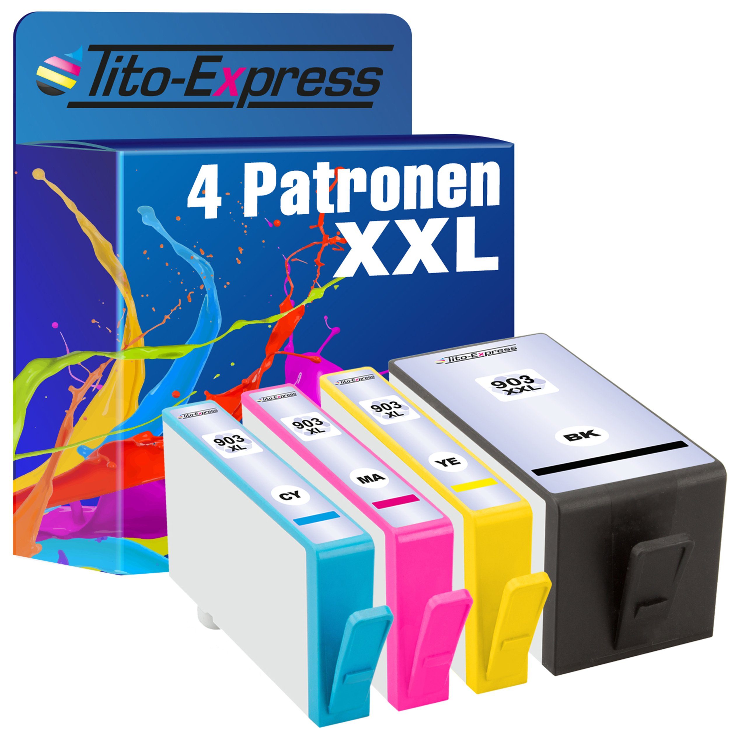 Set HP für Tintenpatrone Officejet Pro All-in-One (Multipack, 903 ersetzt Pro) XXL 903XXL 6960 6950 6970 4er Multipack 6975 Tito-Express 903XL