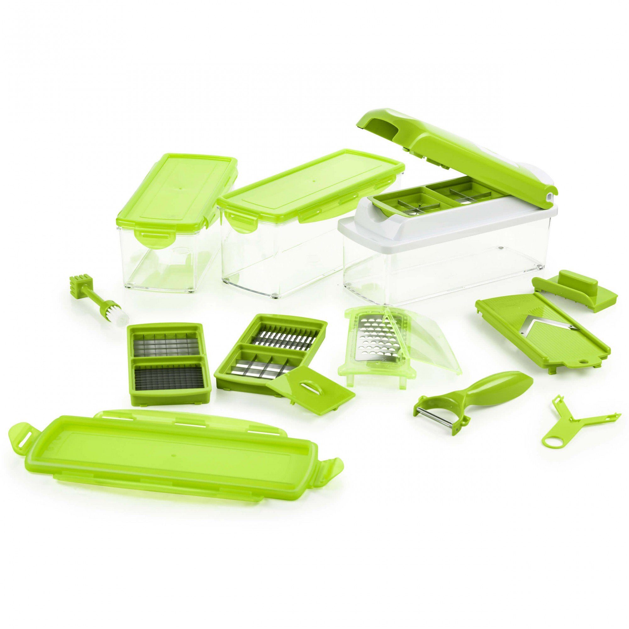 Genius Gemüseschneider Nicer Dicer Plus, 18tlg. Obstschneider Zwiebelschneider Pommesschneider