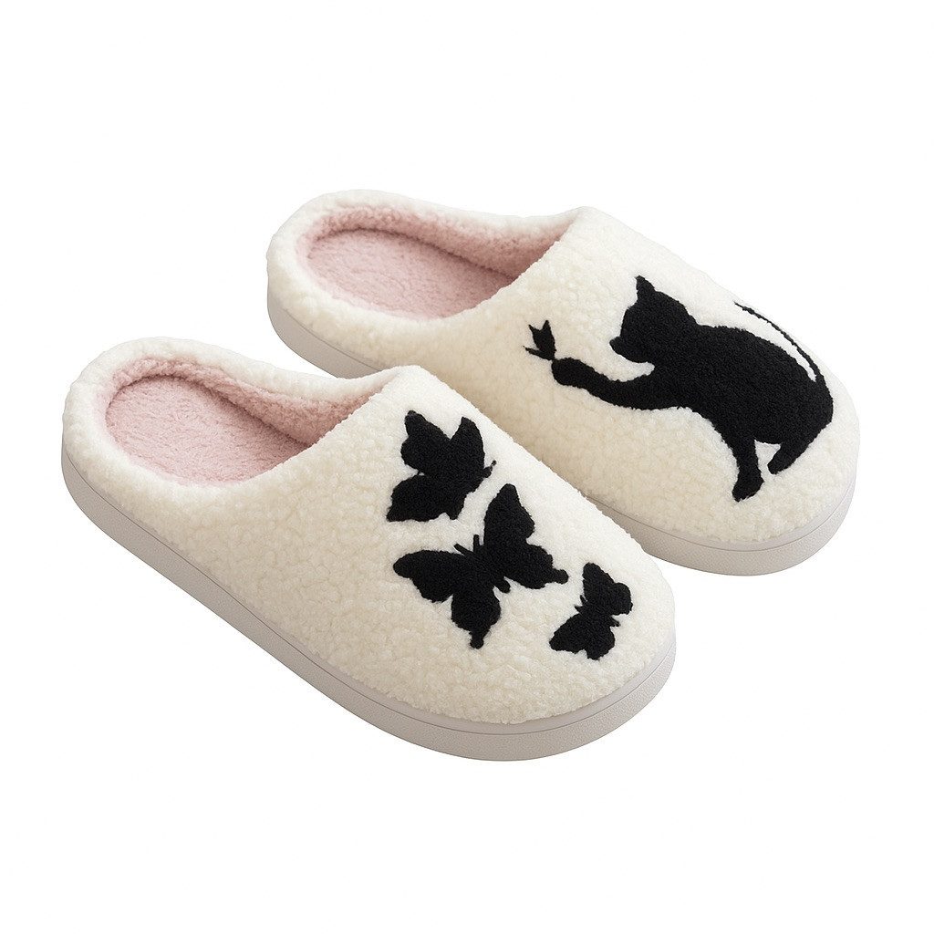 Corimori mit netten Motiven, Gr. 34-44, Antirutsch & bequem Plüsch Hausschuhe (Packung, Geschenk) Katzen Pantoffeln für Kinder und Erwachsene, EU Größe 34-35