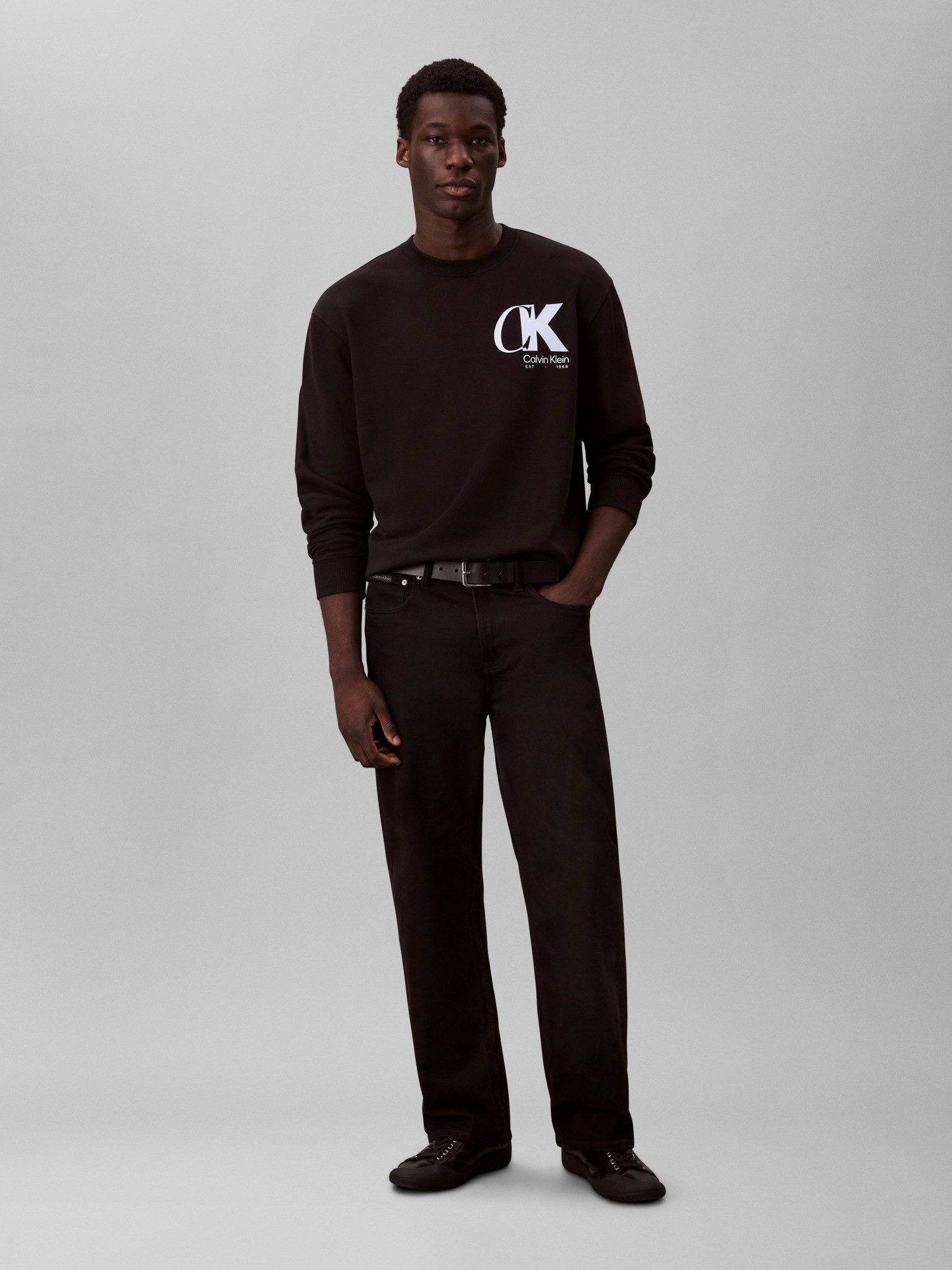 Calvin Klein Sweatshirt LS EU 350TERRY CK OVERLAP GRAPHI Rundhalsausschnitt, regular fit