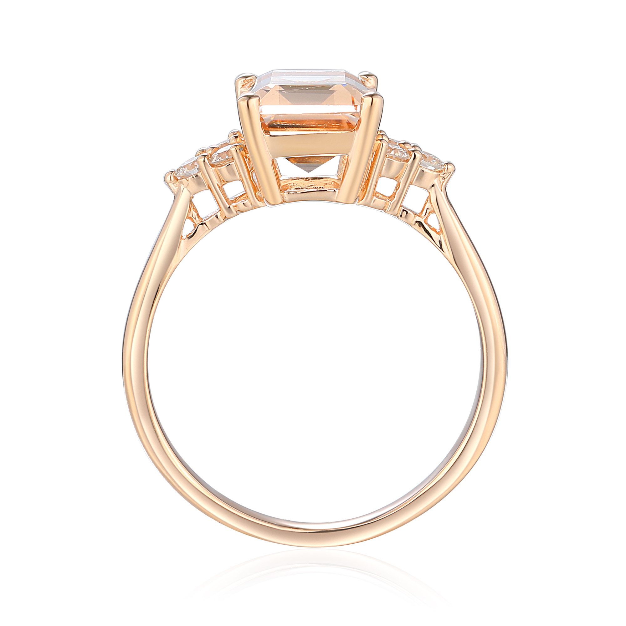 Stella-Jewellery Solitärring 585er Rotgold Damenring mit Morganit und Diamanten (inkl. Etui, Morganit ca. 2,25 ct. - inkl. Etui), Morganit 2,25ct. (Octagonschliff) und Brillanten 0,20ct.