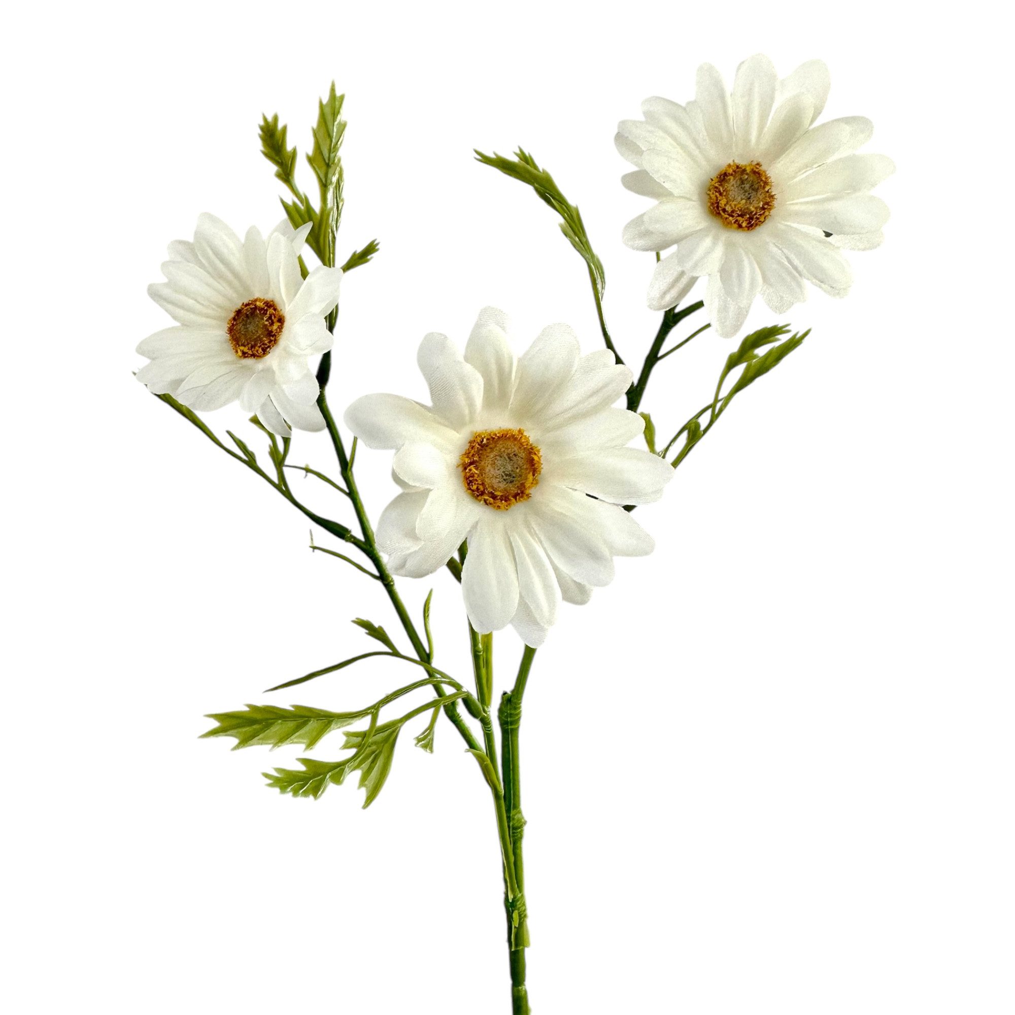 Kunstblume Kunstblume Margeritenzweig ca. 45cm. Margerite mit 3 Blüten Creme-Weiß, Gasper
