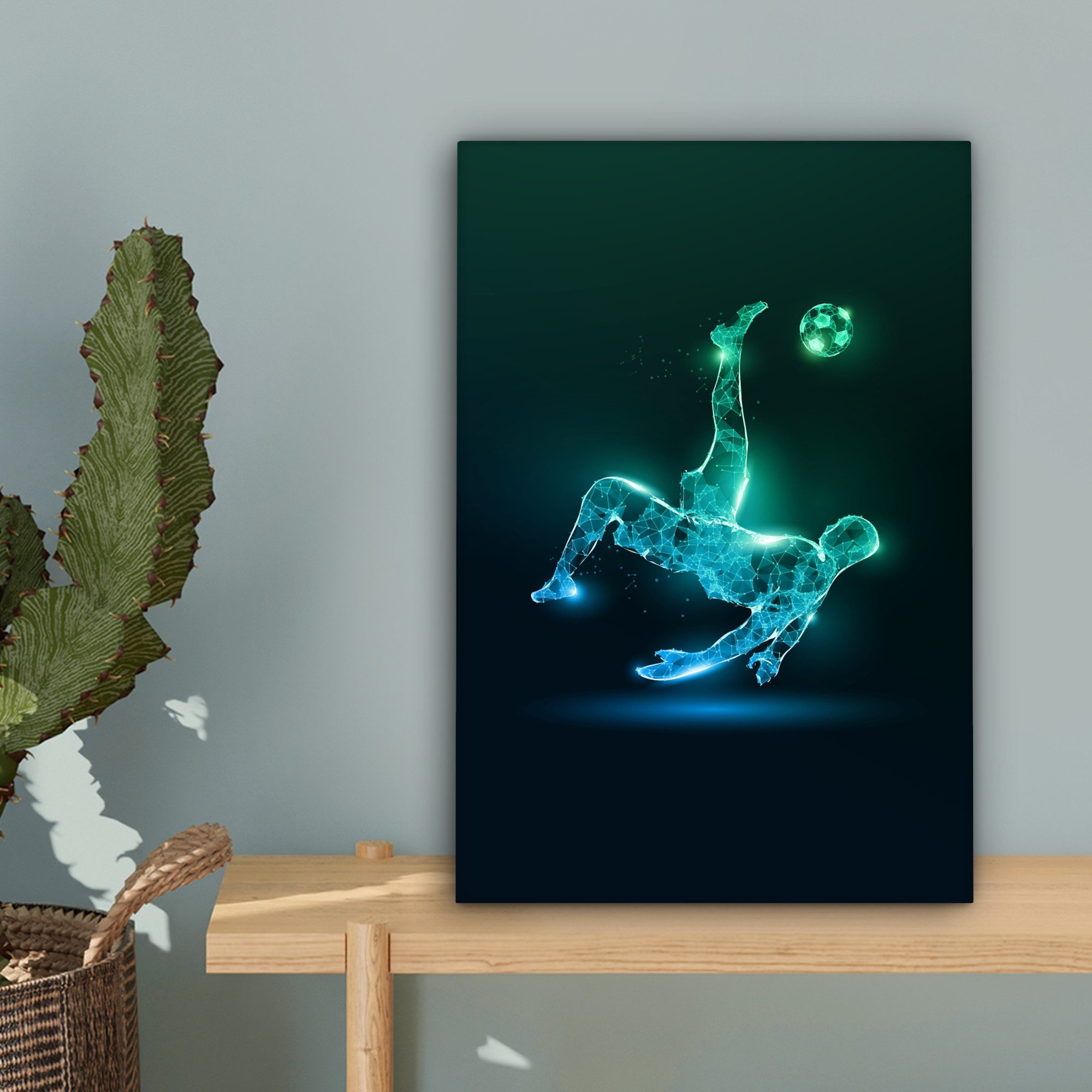 OneMillionCanvasses® Leinwandbild Fußball - Fußball - Junge - Schwarz, Fotodruck (1 St), Teenager Zimmer Bild, Jugendzimmer Deko, Kinder Wanddeko, 20x30 cm – Bild 3 von 5