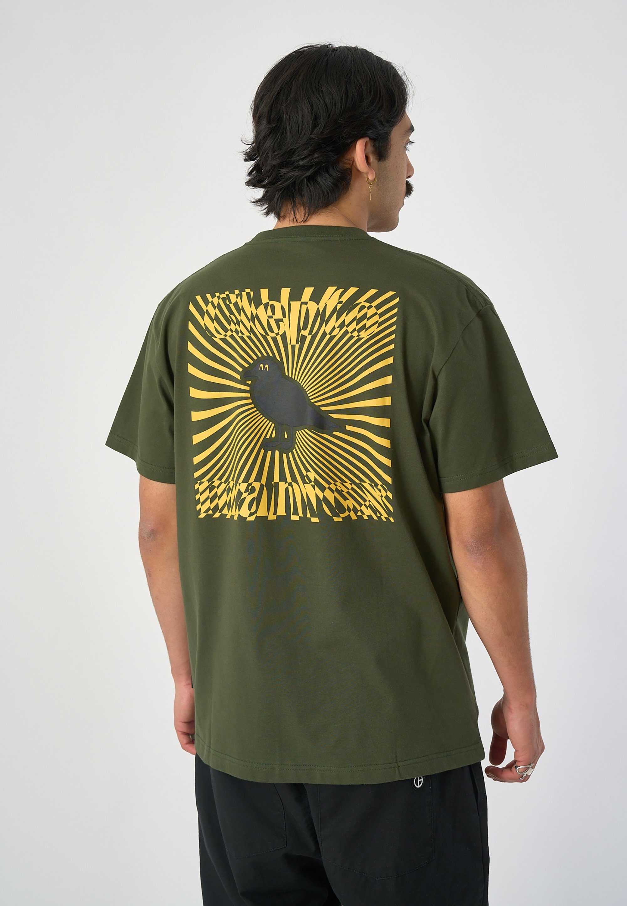 Cleptomanicx T-Shirt mit Gull Delic grün lässigem Backprint