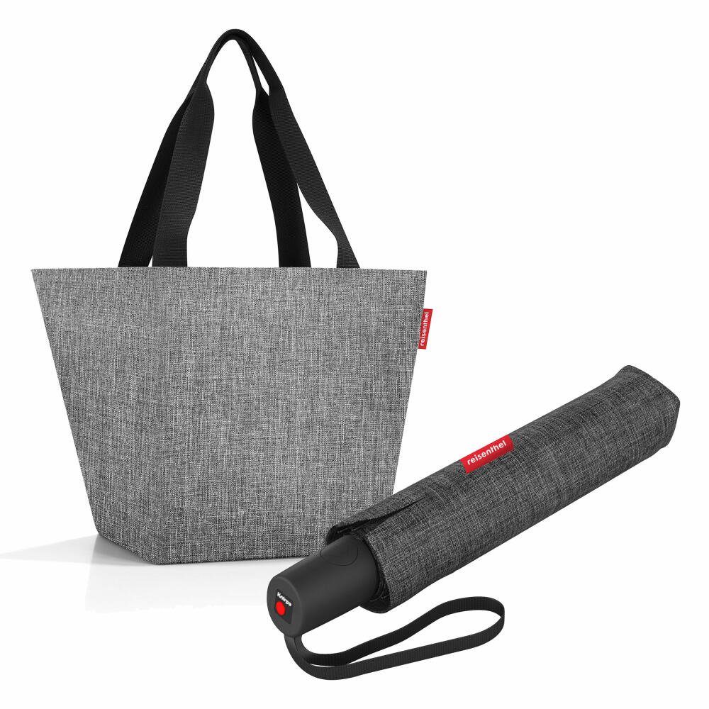 REISENTHEL® Shopper shopper M Set Twist Silver (Set, 2-tlg), mit umbrella  pocket duomatic, Quadratischer Boden für festen Stand