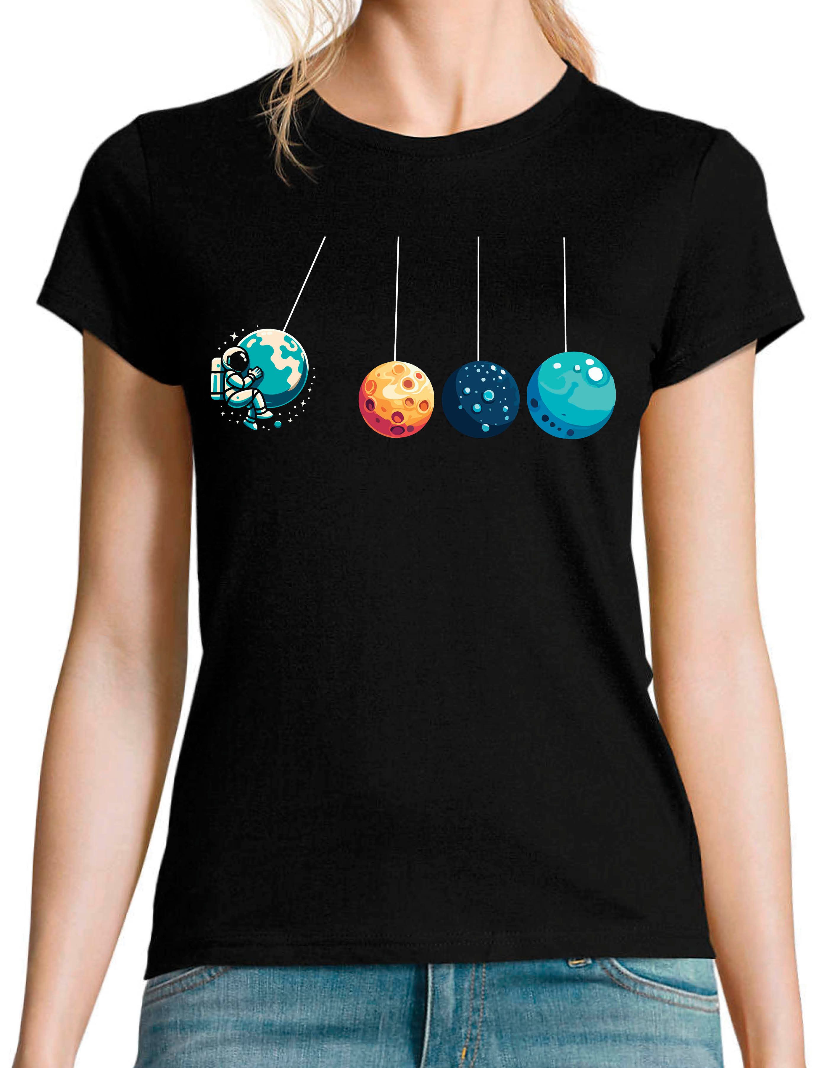 T-Shirt Damen T-Shirt mit coolen Planeten Print