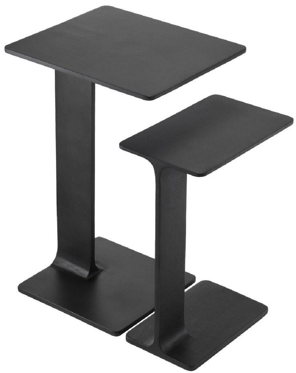 Casa Padrino Beistelltisch Luxus Beistelltisch hochwertigem - Aluminium Set aus - - 2 Tische Möbel Qualität Luxus Schwarz
