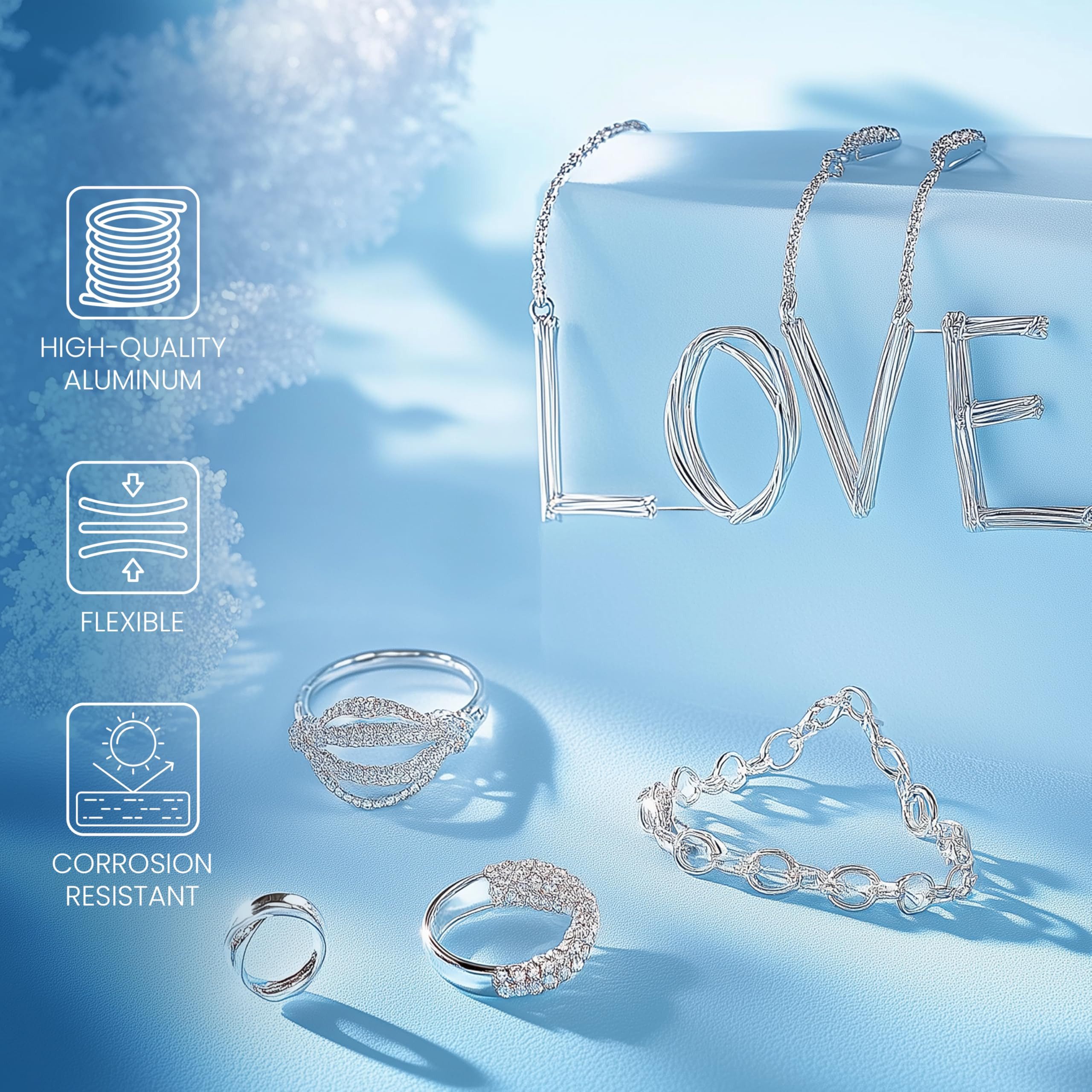 Thumbnail - Belle Vous Bastelperlen Silver Aluminum Wire - 10m Flexible and Bendable, (1-tlg)