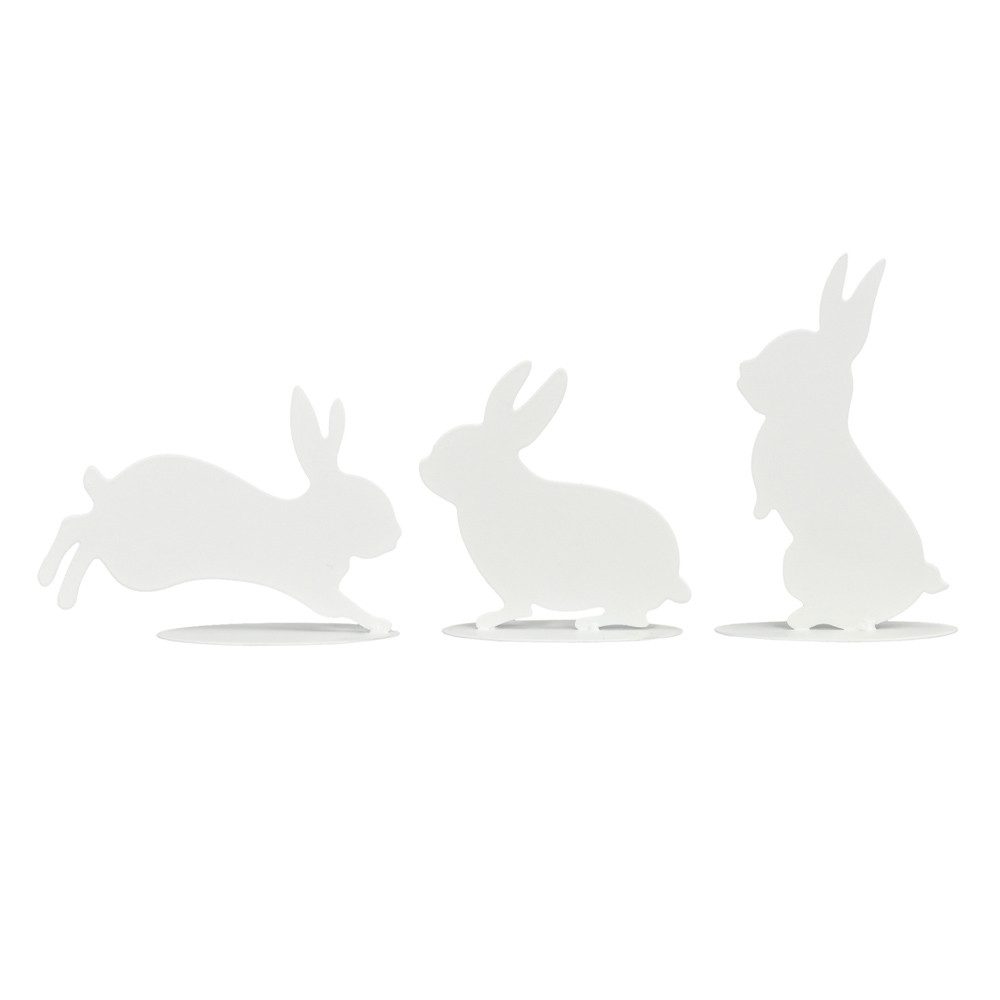 Posiwio Osterhase Dekoaufsteller HASENFAMILIE weiß aus Metall 5tlg. Hasen Metallhasen zu