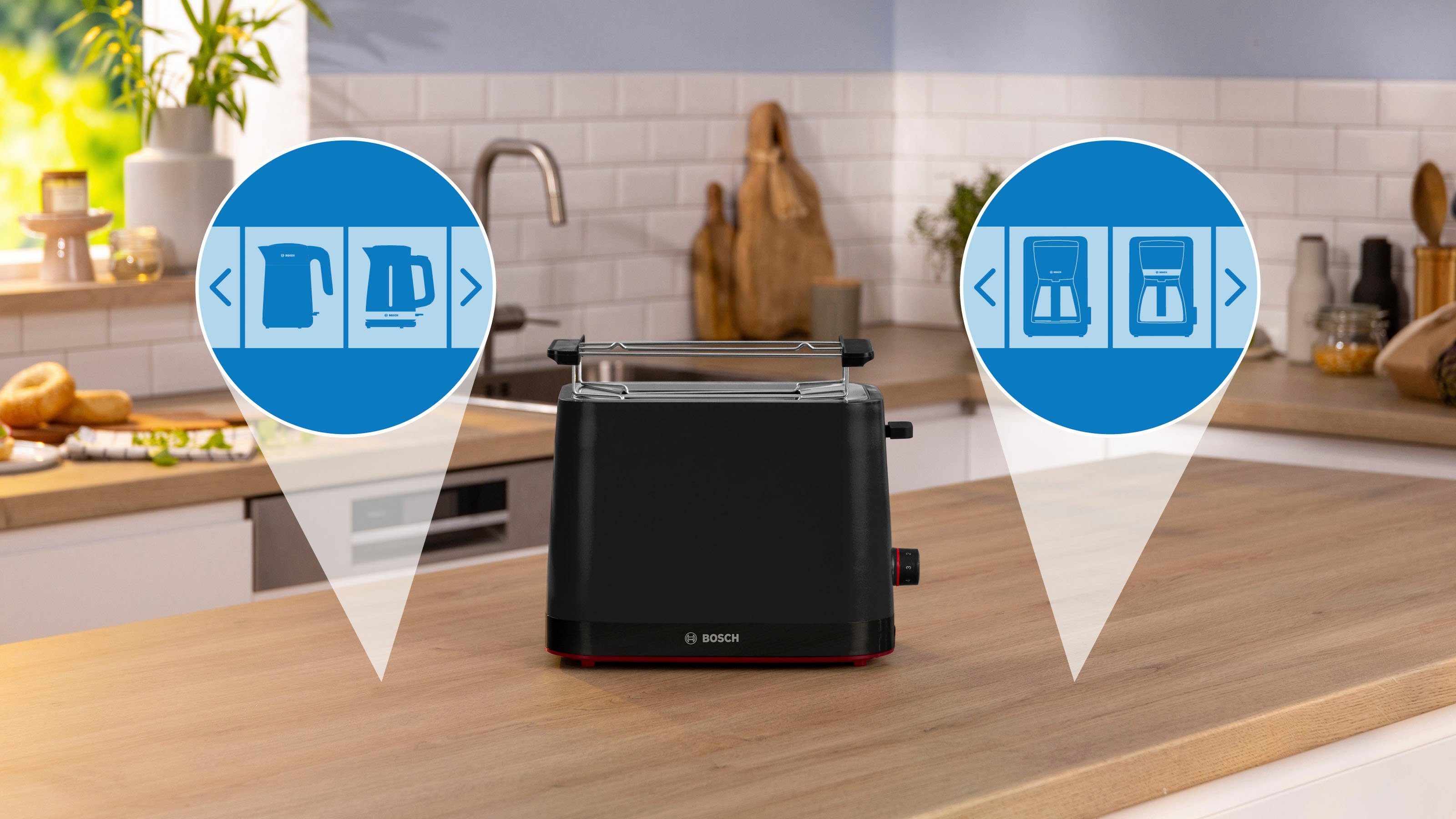 BOSCH Toaster MyMoment TAT3M123, 2 Schlitze, für 2 Scheiben, 950 W, entnehmbarer Brötchenaufsatz, Auftaufunktion, Brotzentrierung, AutoOff – Bild 4 von 5