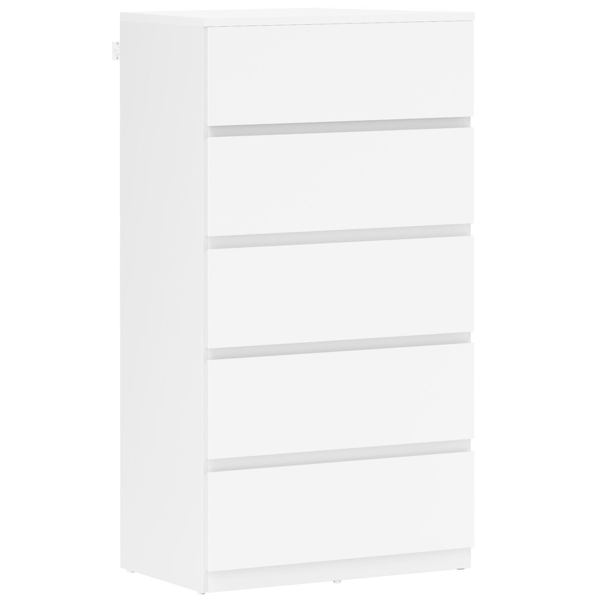 HOMCOM Kommode Schubladenschrank Sideboard mit 5 Schubladen (Büroschrank mit kippsicheren Zuglaschen, 1 St., für Wohnzimmer, Schlafzimmer), Weiß, 55 x 34 x 100 cm