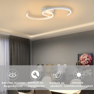 Nettlife Deckenleuchten Weiß Wohnzimmer Lampe 25W 3000K, Augenschutz