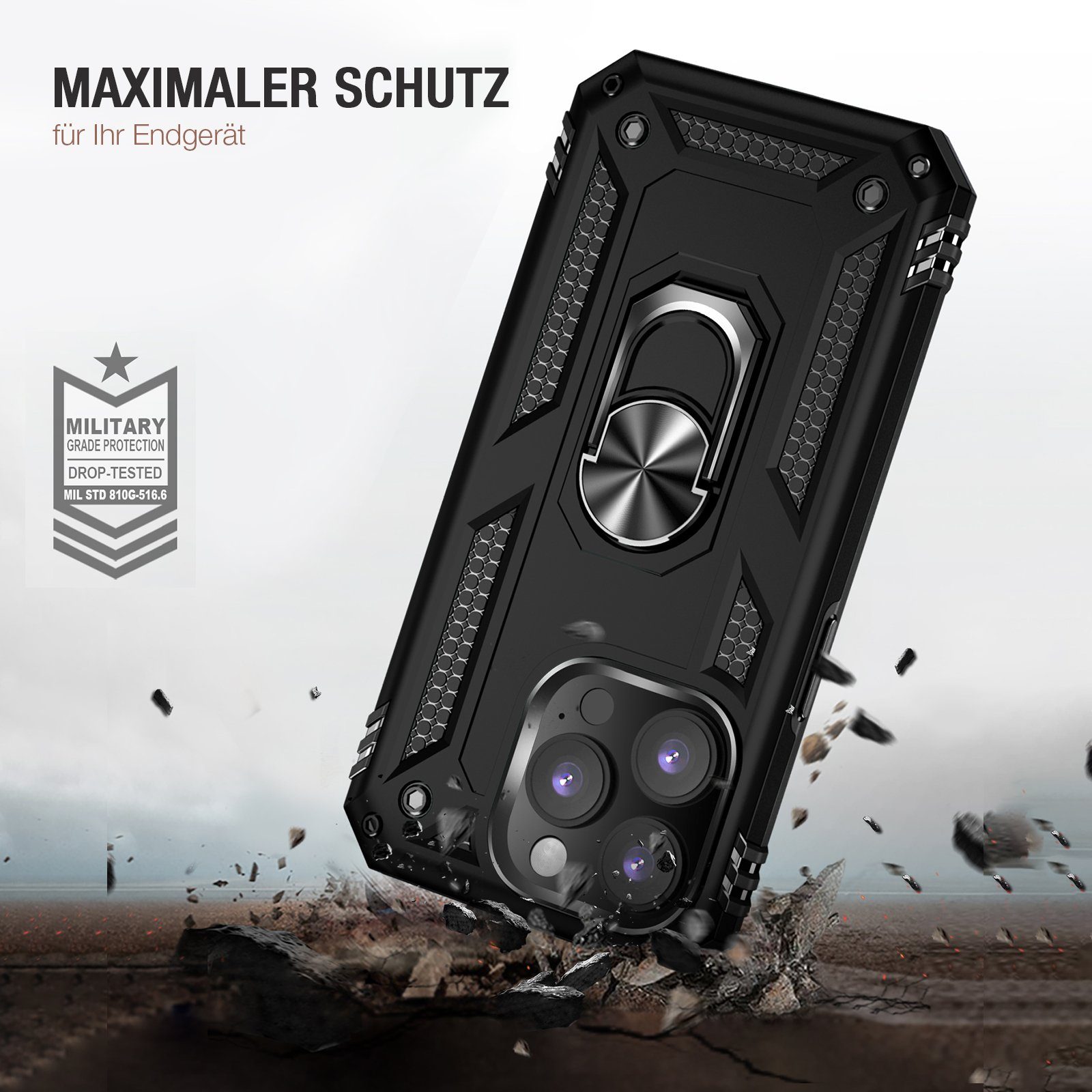 Tec-Expert Handyhülle Outdoor Cover Hülle für Apple iPhone 14 Pro 6.1 Zoll, 6.1, Premium Hülle aus verstärktem Polycarbonat
