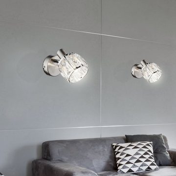 etc-shop Wandleuchte, Leuchtmittel nicht inklusive, Wandleuchte Glaskristalle Schalter Wohnzimmer Chrom Innen Beleuchtung