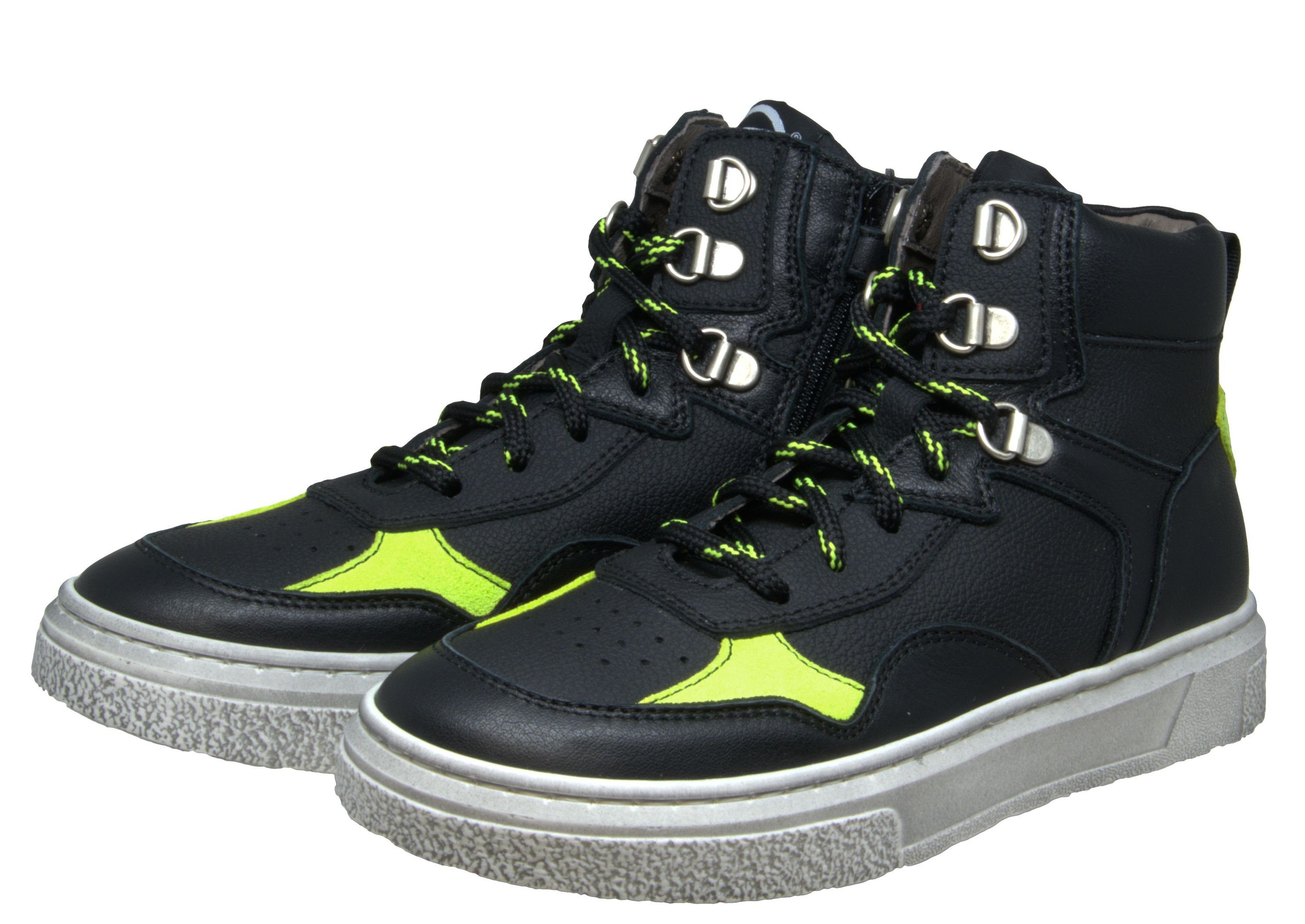 Momino Momino 4150 coole high top Sneakers aus Leder neon schwarz Sneaker | Sneaker