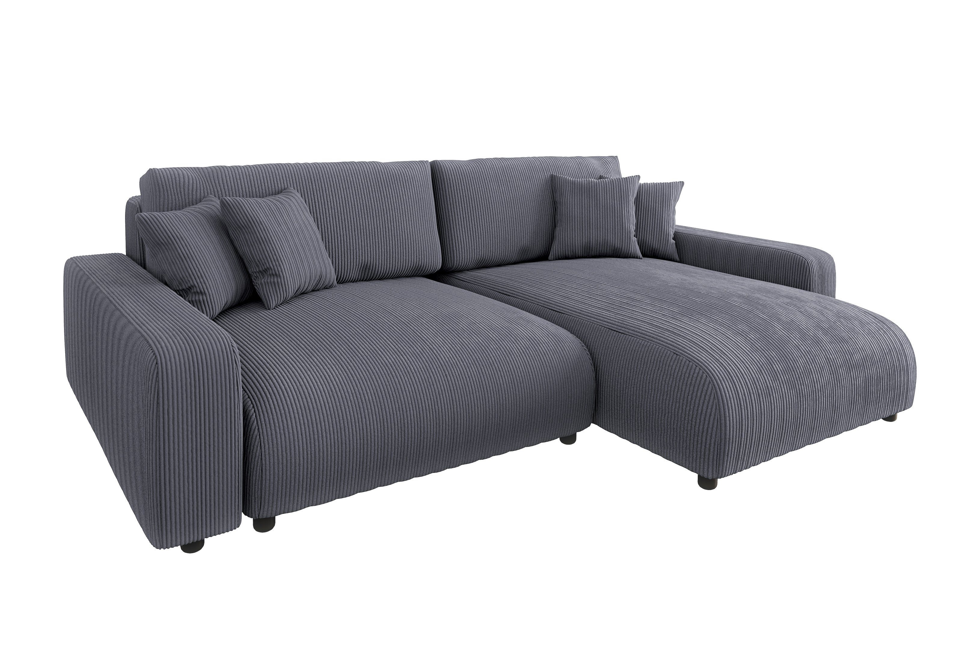 S-Style Möbel Ecksofa Emma mit Bettfunktion in Cord-Stoff und hohem Sitzkom günstig online kaufen