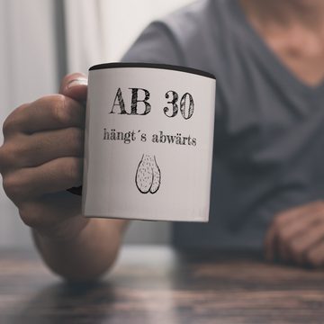 speecheese Tasse Ab 30 hängt´s abwärts Kaffeebecher Schwarz Besonders geeignet für zum