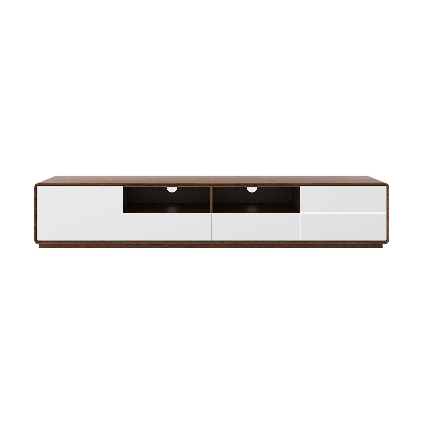POVISON TV-Schrank Lowboard, TV Möbel, Fernseher schrank, TV Kommode mit 4 Schubladen, 2 offener Stauschrank