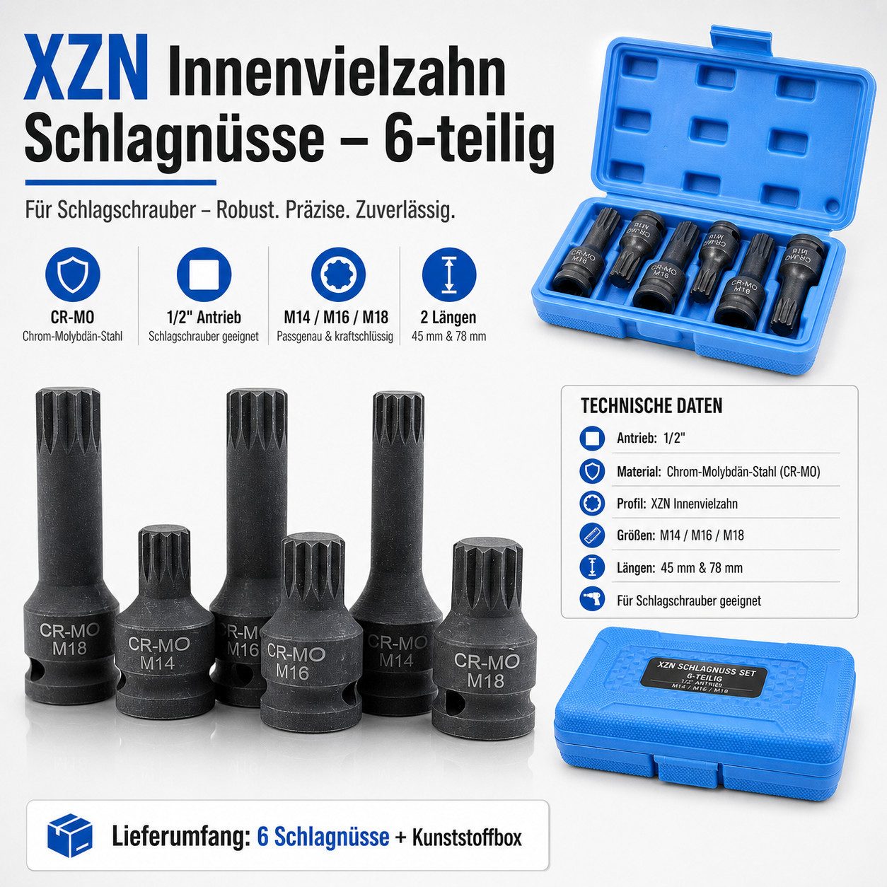 Bituxx Stecknuss Set 6tlg. Vielzahn, Set, 6-St., MS-15767 – Bild 3 von 5