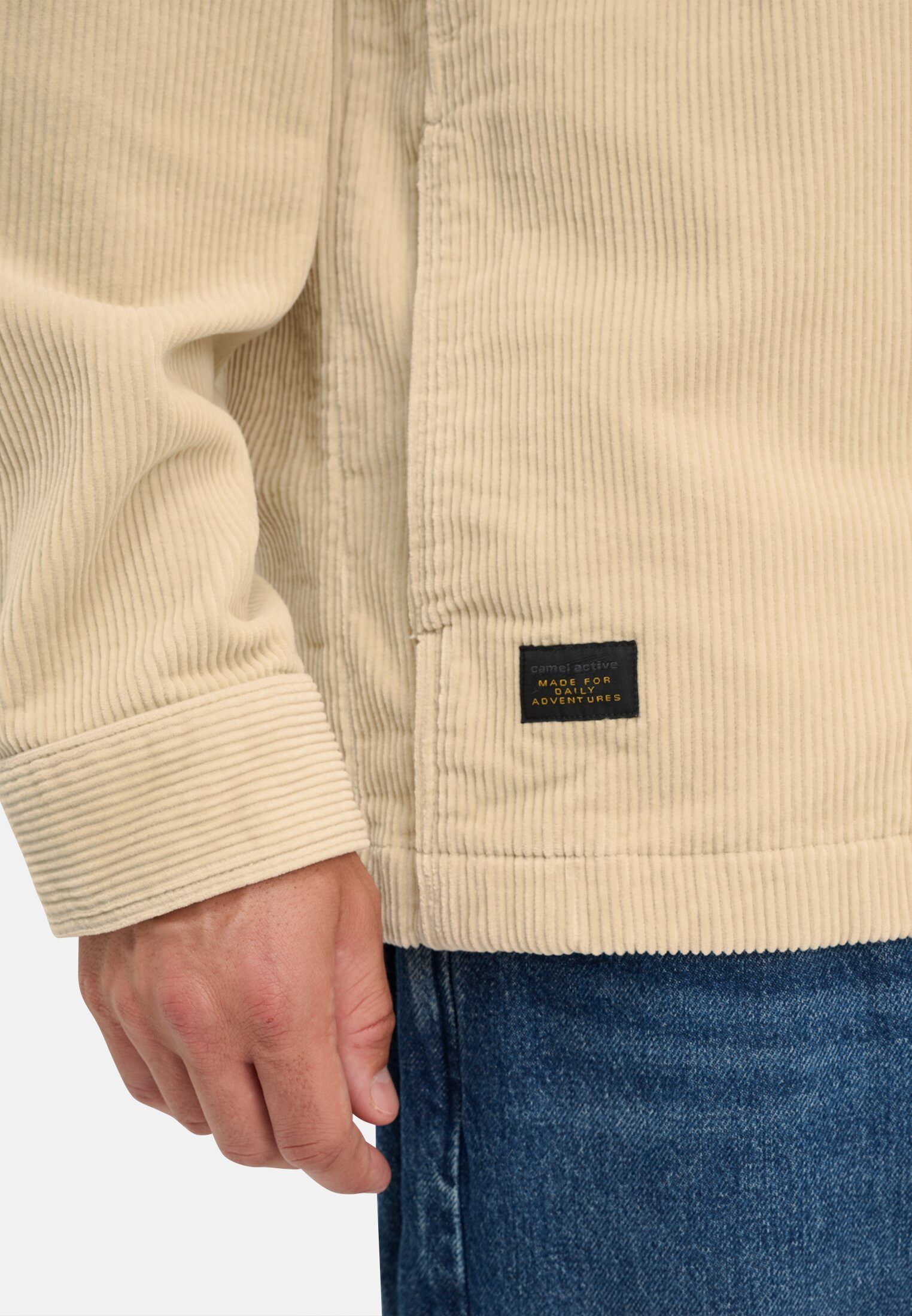 camel active Hemdjacke mit Druckknöpfen Langarm Markenlabel