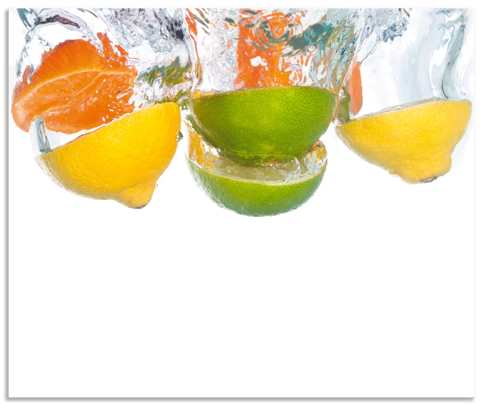 Artland Küchenrückwand Zitrusfrüchte fallen Montage mit Wasser, Klebeband, Spritzschutz klares in einfache (1-tlg), Alu