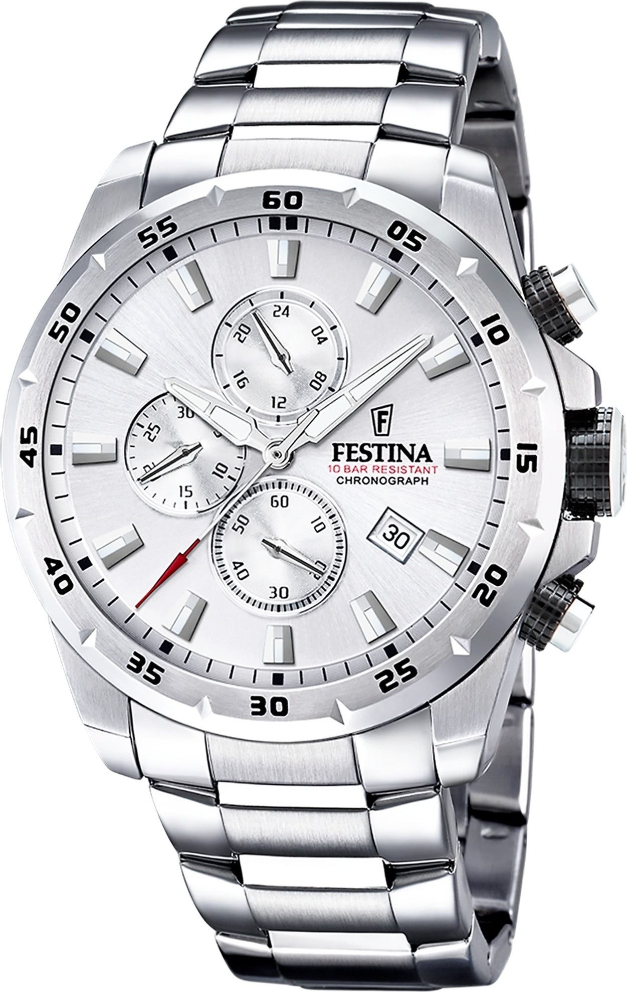 Festina Chronograph Festina Herrenuhr Edelstahl silber, (Chronograph), Herr günstig online kaufen
