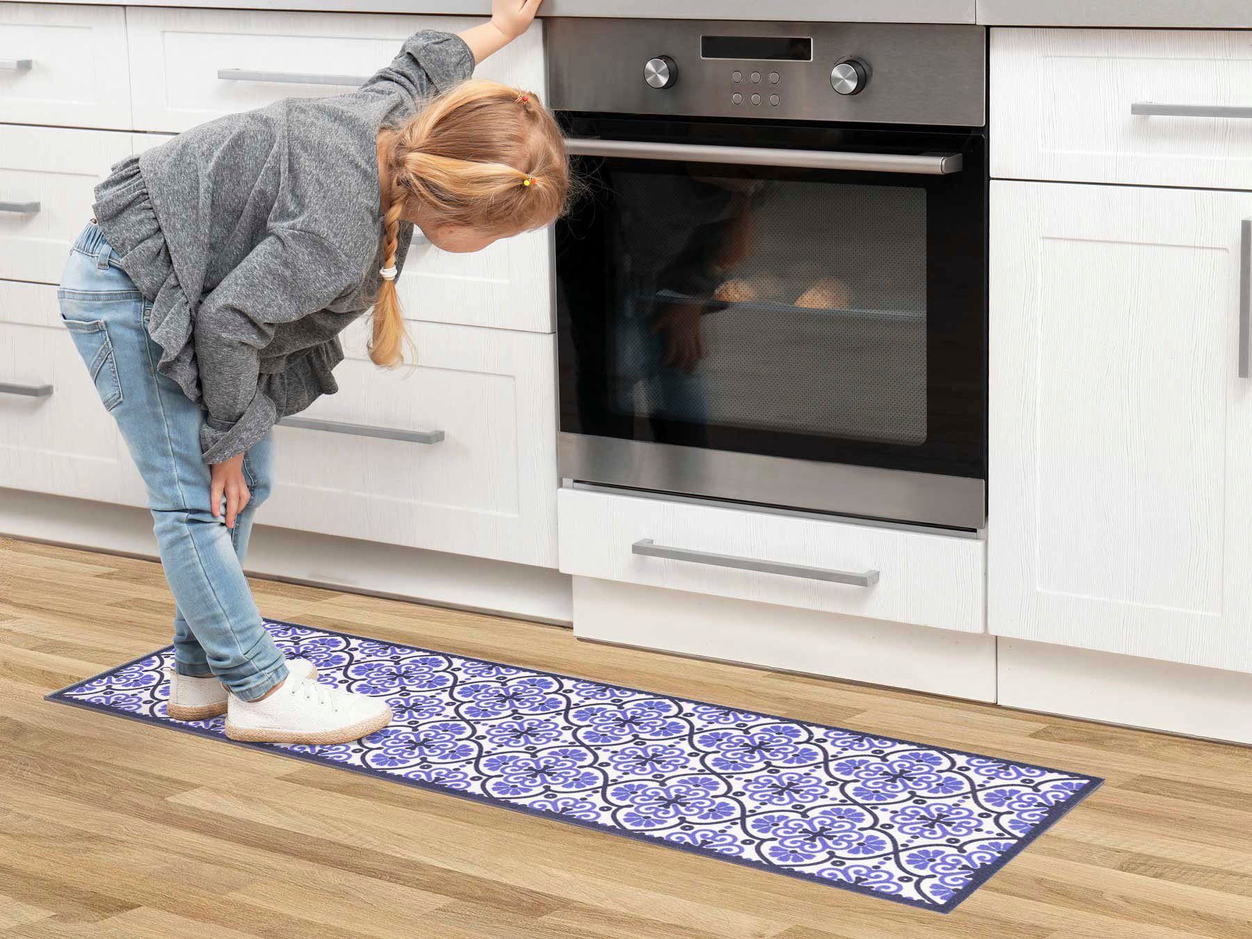 Primaflor-Ideen in Textil Küchenläufer LISSABON, Made in Belgium, rechteckig, Höhe: 5 mm, Motiv Ornamente, Fliesen Design, rutschhemmend, waschbar, Küche